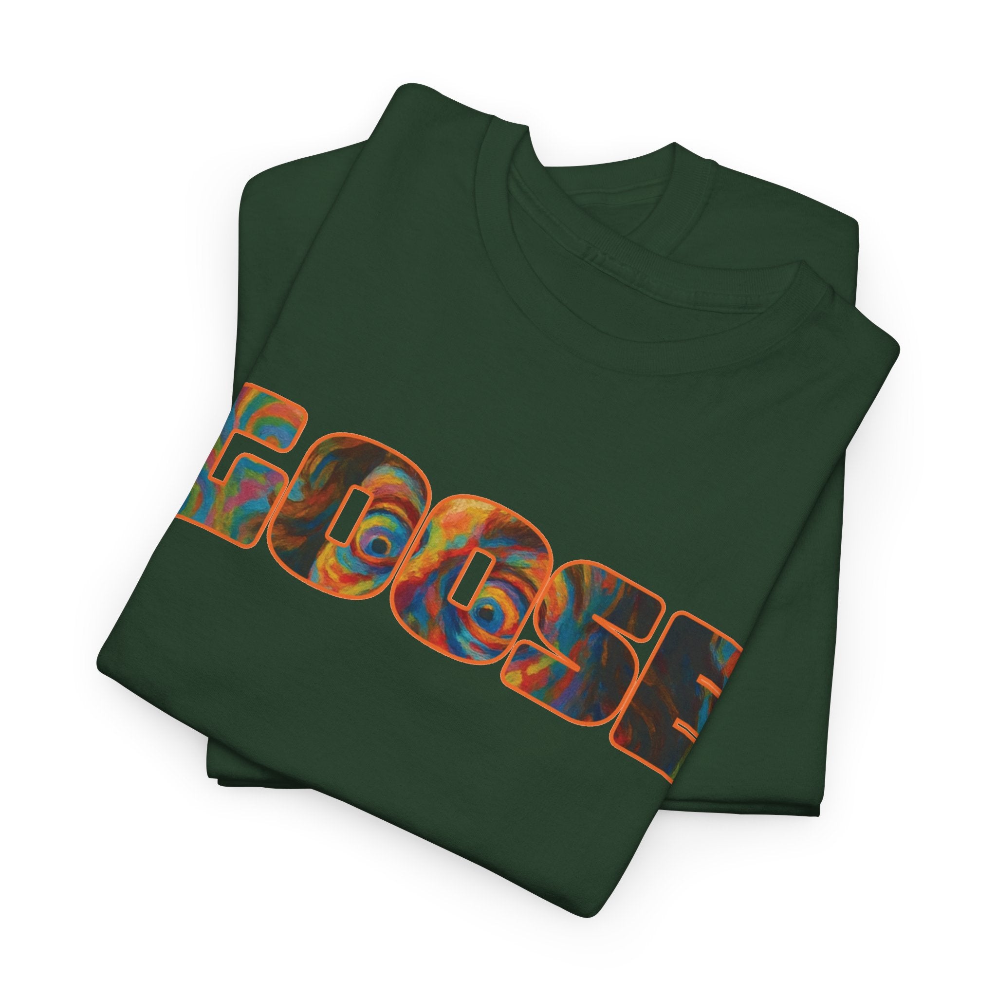 Goose Graphic Tee — Retro Camo Lettering Shirt