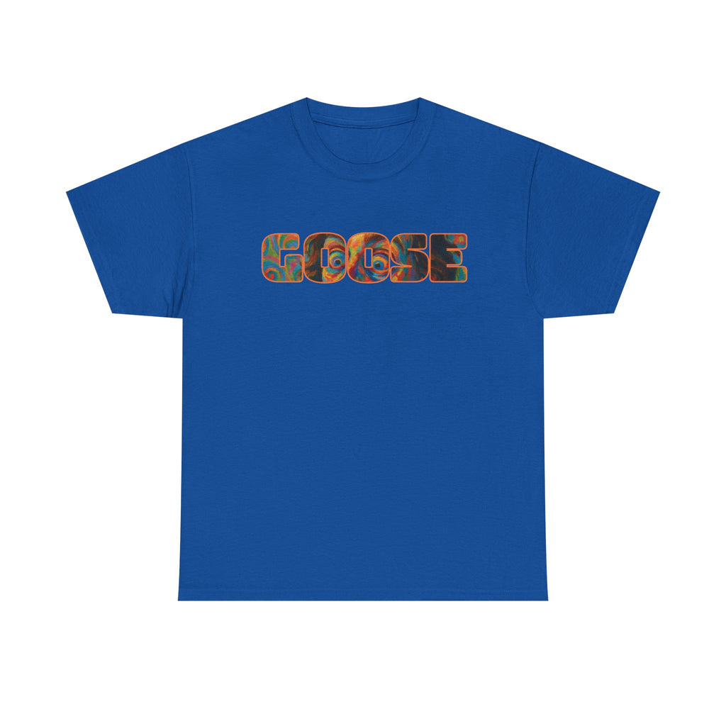 Goose Graphic Tee — Retro Camo Lettering Shirt