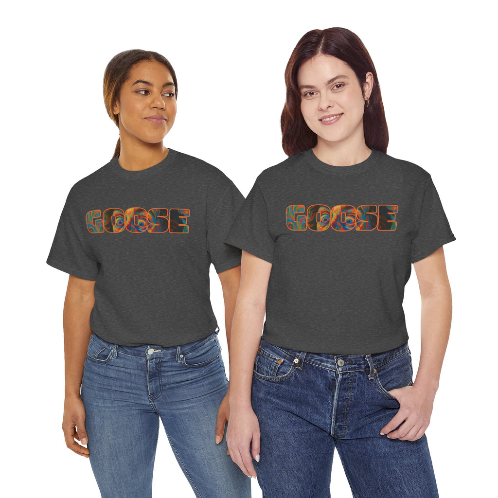 Goose Graphic Tee — Retro Camo Lettering Shirt