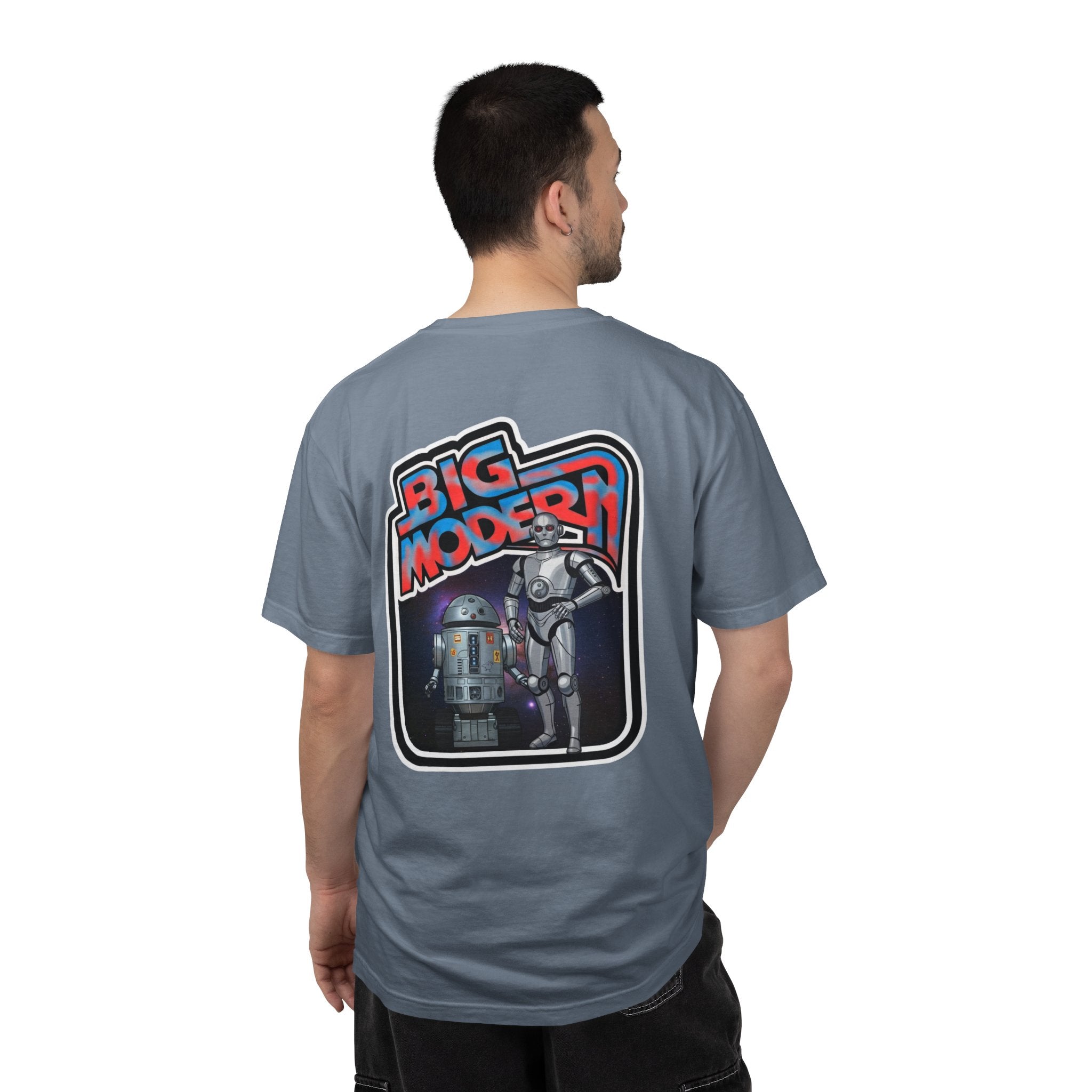 Big Modern Robot Graphic T-Shirt — "GOOSE" Chest Text, Retro Sci‑Fi Back Print