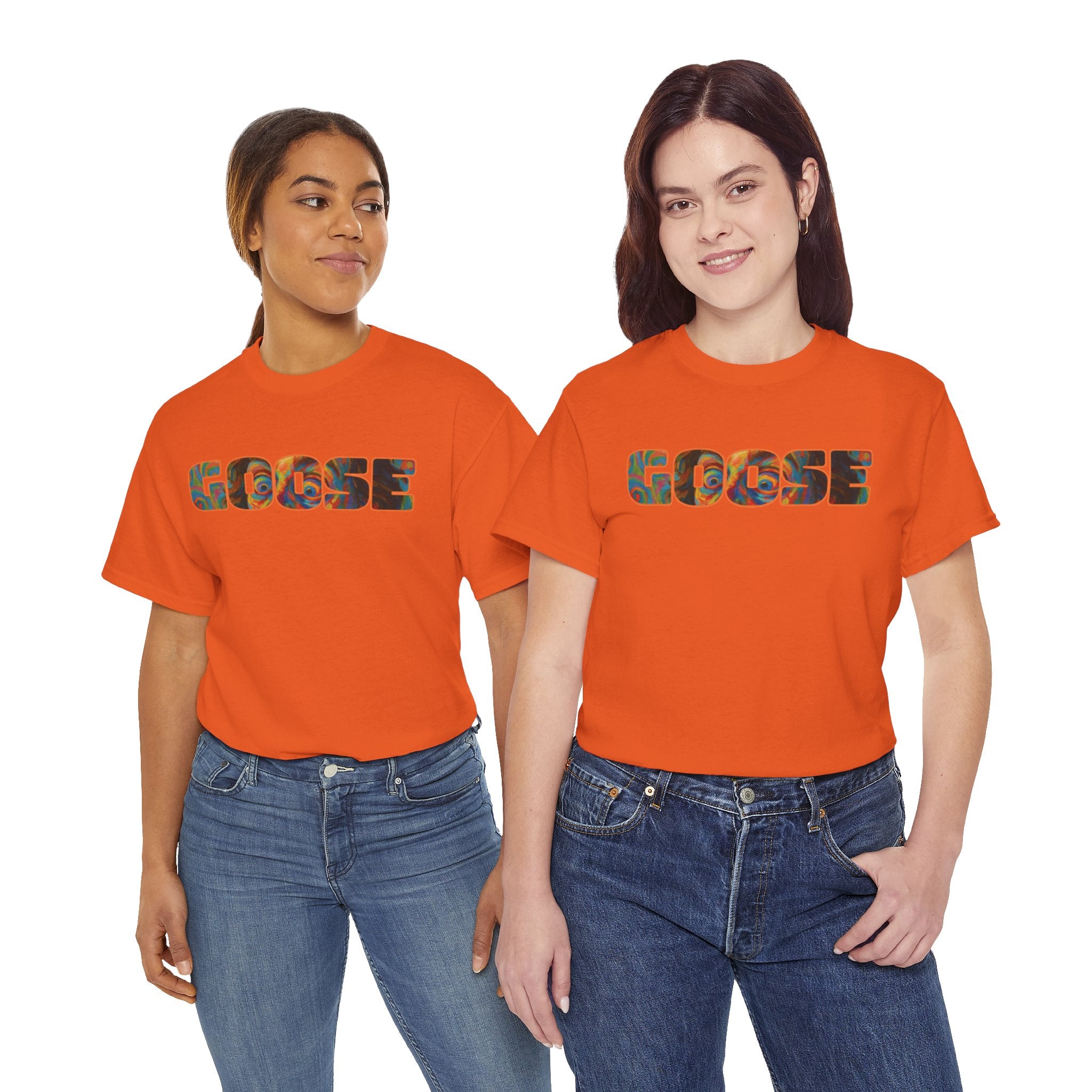 Goose Graphic Tee — Retro Camo Lettering Shirt