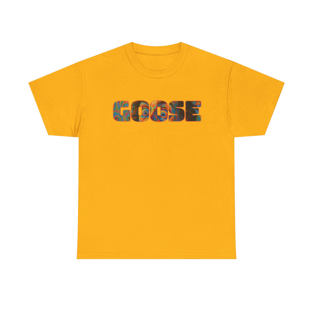 Goose Graphic Tee — Retro Camo Lettering Shirt