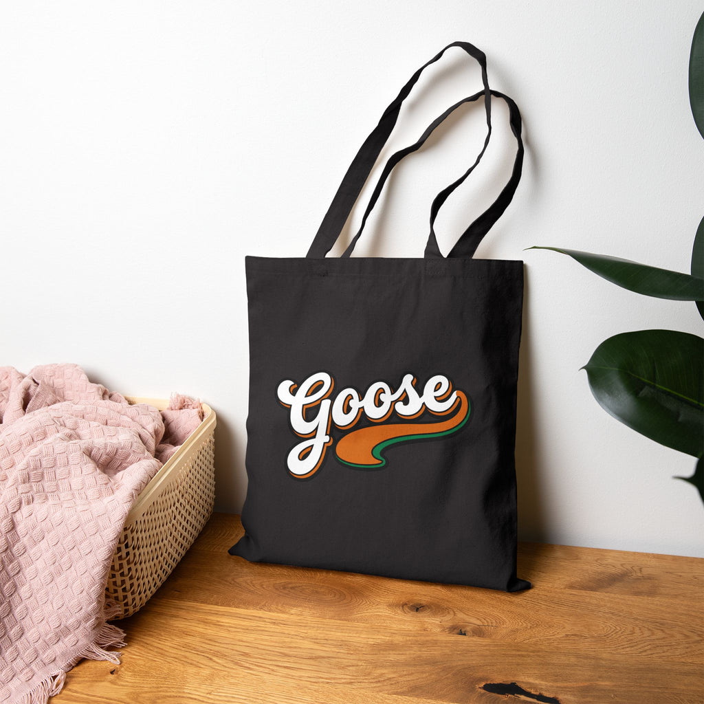 Tote Bag - Retro "Goose" Script Canvas Tote (Vintage Orange & Brown)