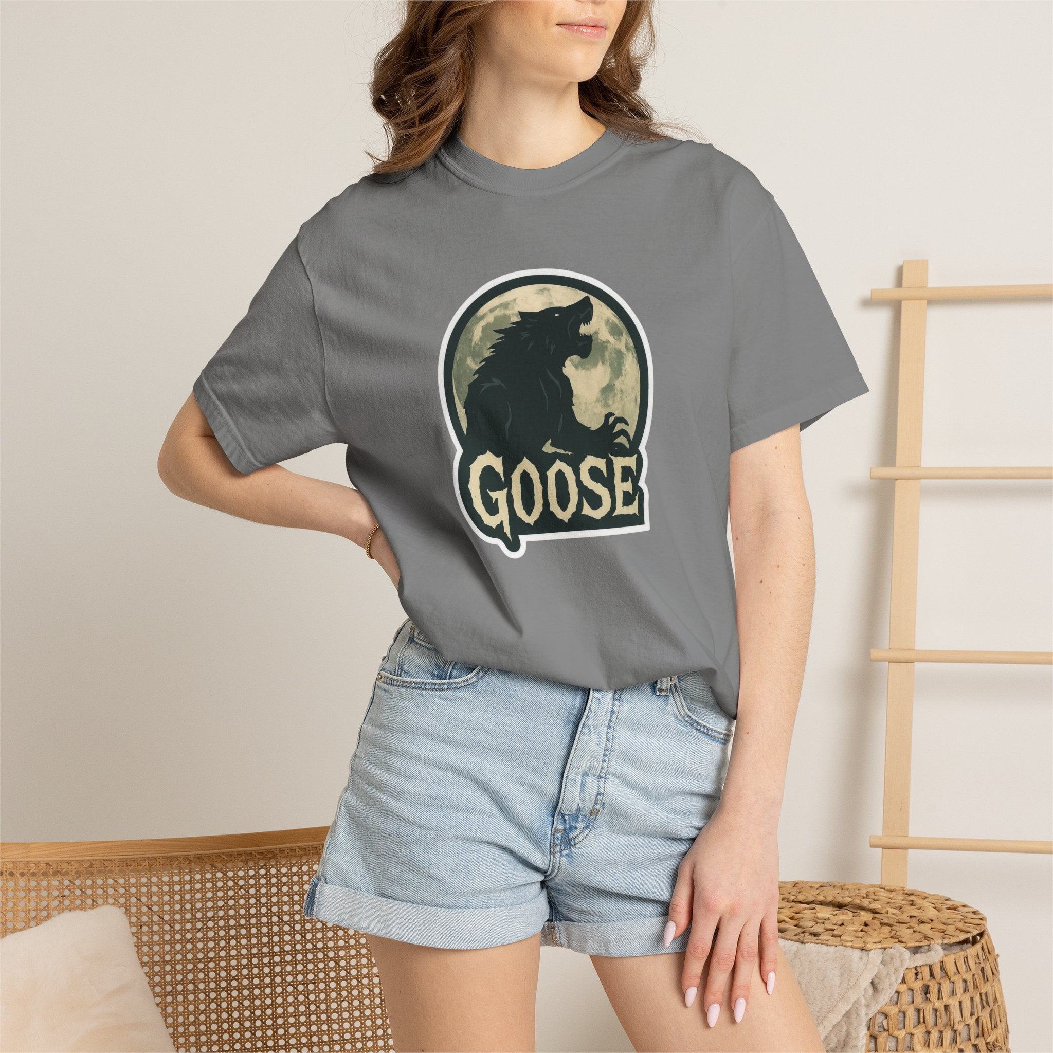Goose Moon T-Shirt — Vintage Werewolf Silhouette Graphic Tee