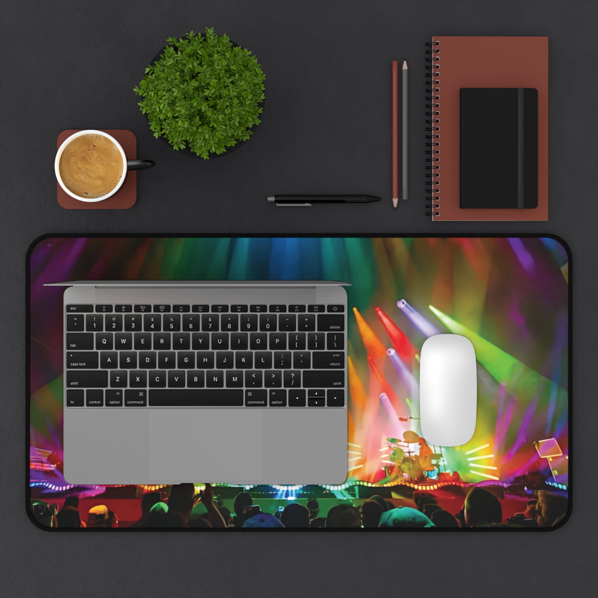 Concert Stage Lights Desk Mat — Colorful Music Festival Mouse Pad