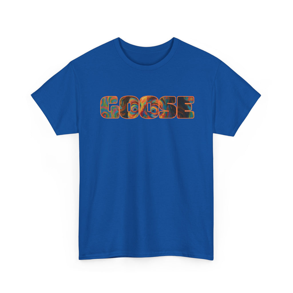 Goose Graphic Tee — Retro Camo Lettering Shirt