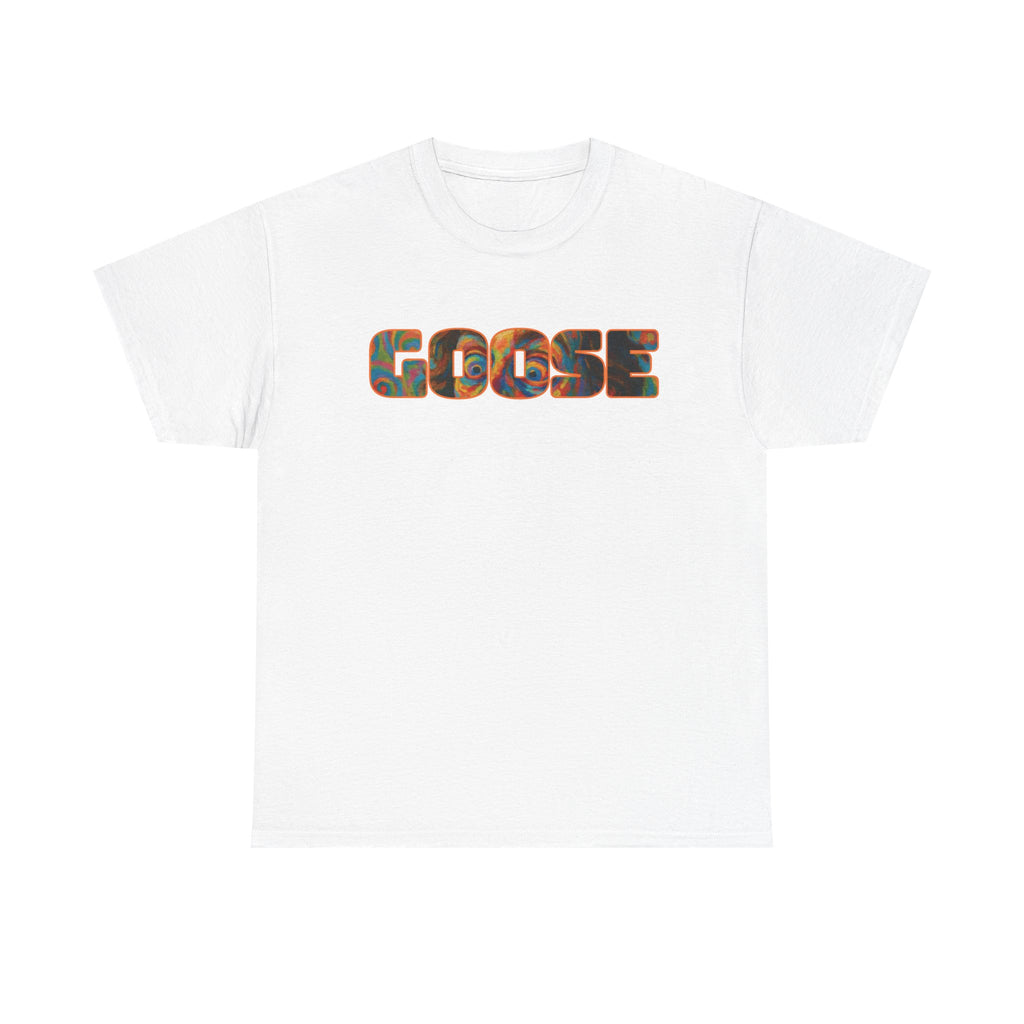 Goose Graphic Tee — Retro Camo Lettering Shirt