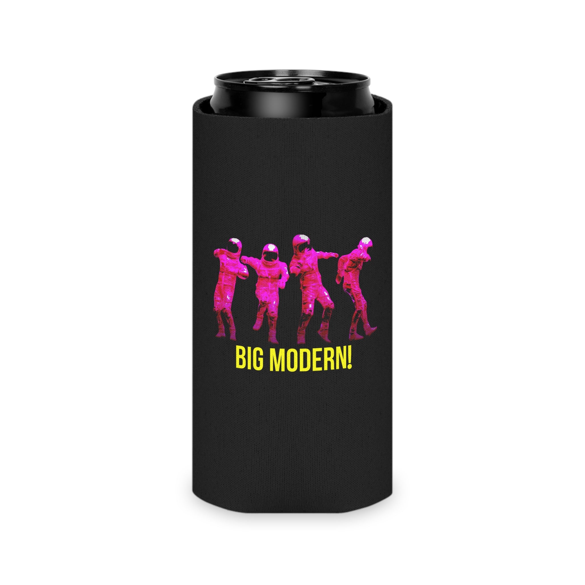 Can Cooler — Retro Neon Astronauts 'BIG MODERN!' Beverage Koozie