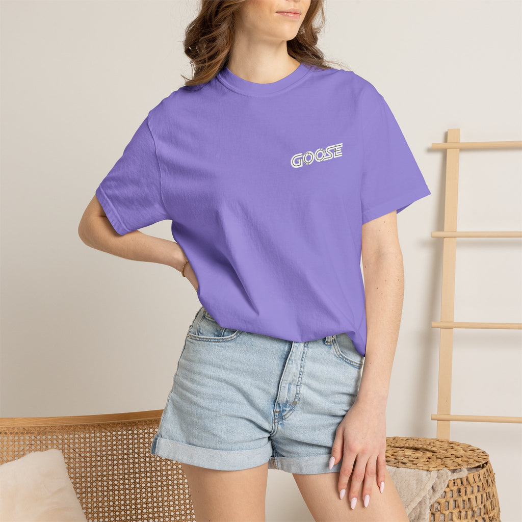 Big Modern Robot Graphic T-Shirt — "GOOSE" Chest Text, Retro Sci‑Fi Back Print