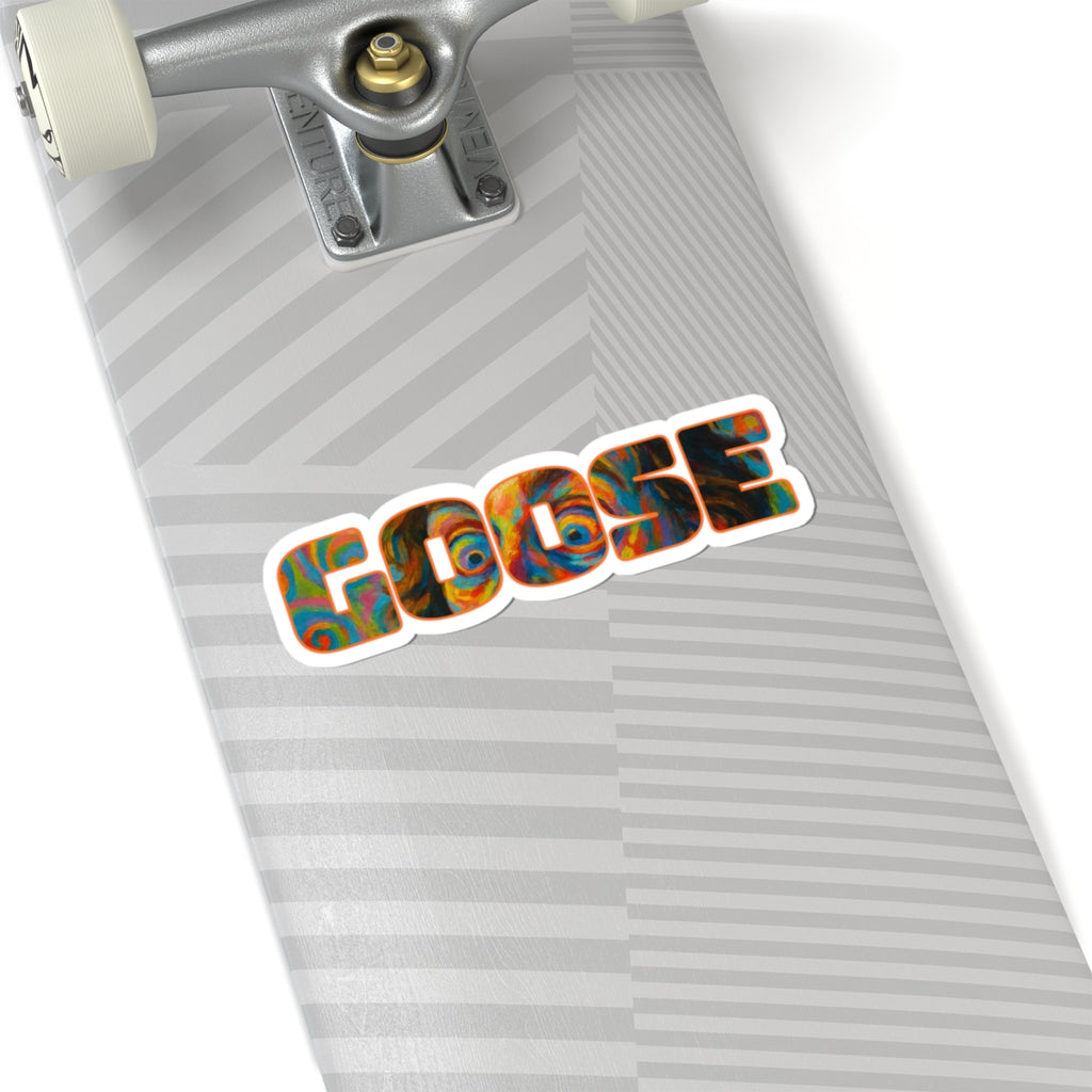 GOOSE Kiss-Cut Sticker — Colorful Psychedelic Text Decal for Laptops, Water Bottles & Skateboards