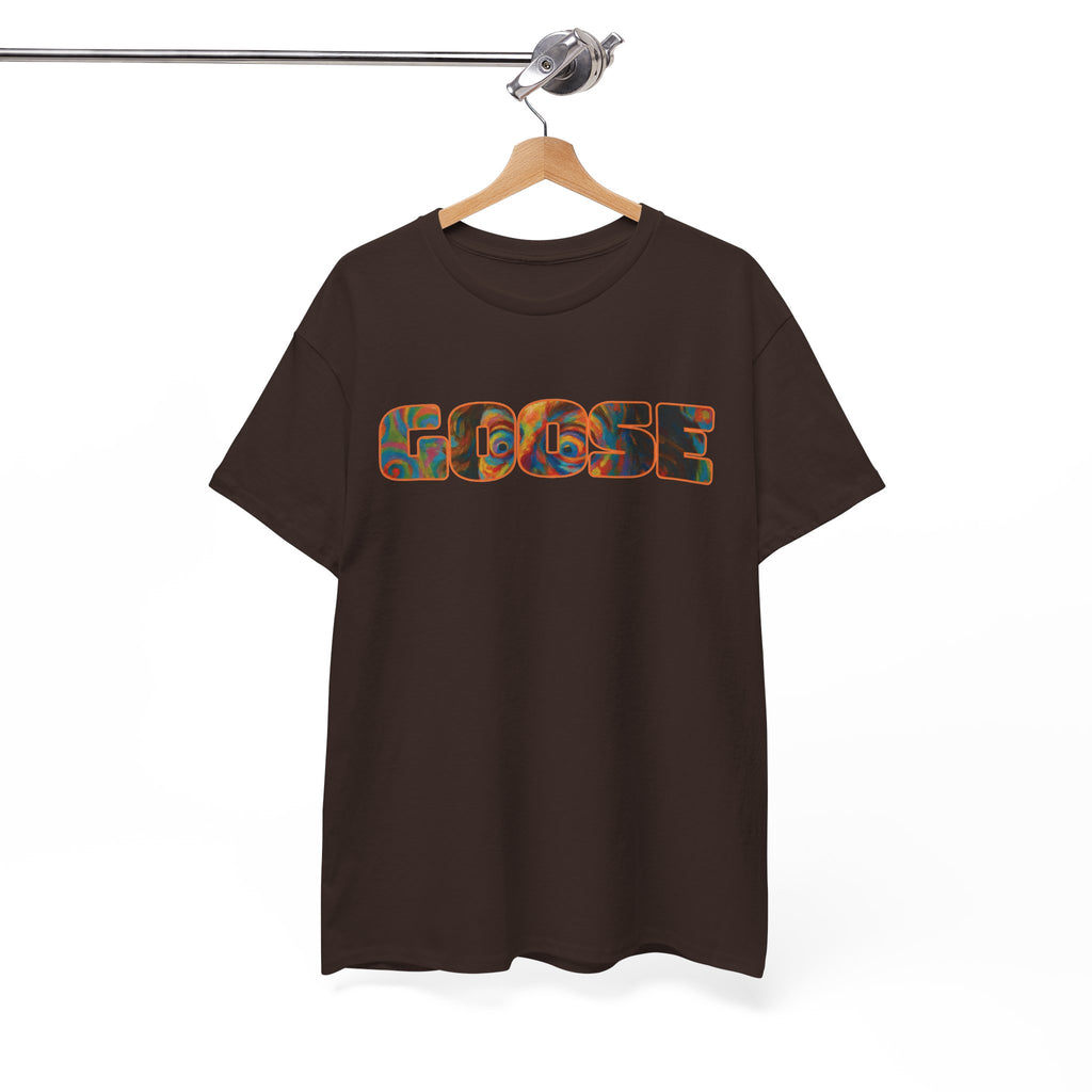 Goose Graphic Tee — Retro Camo Lettering Shirt