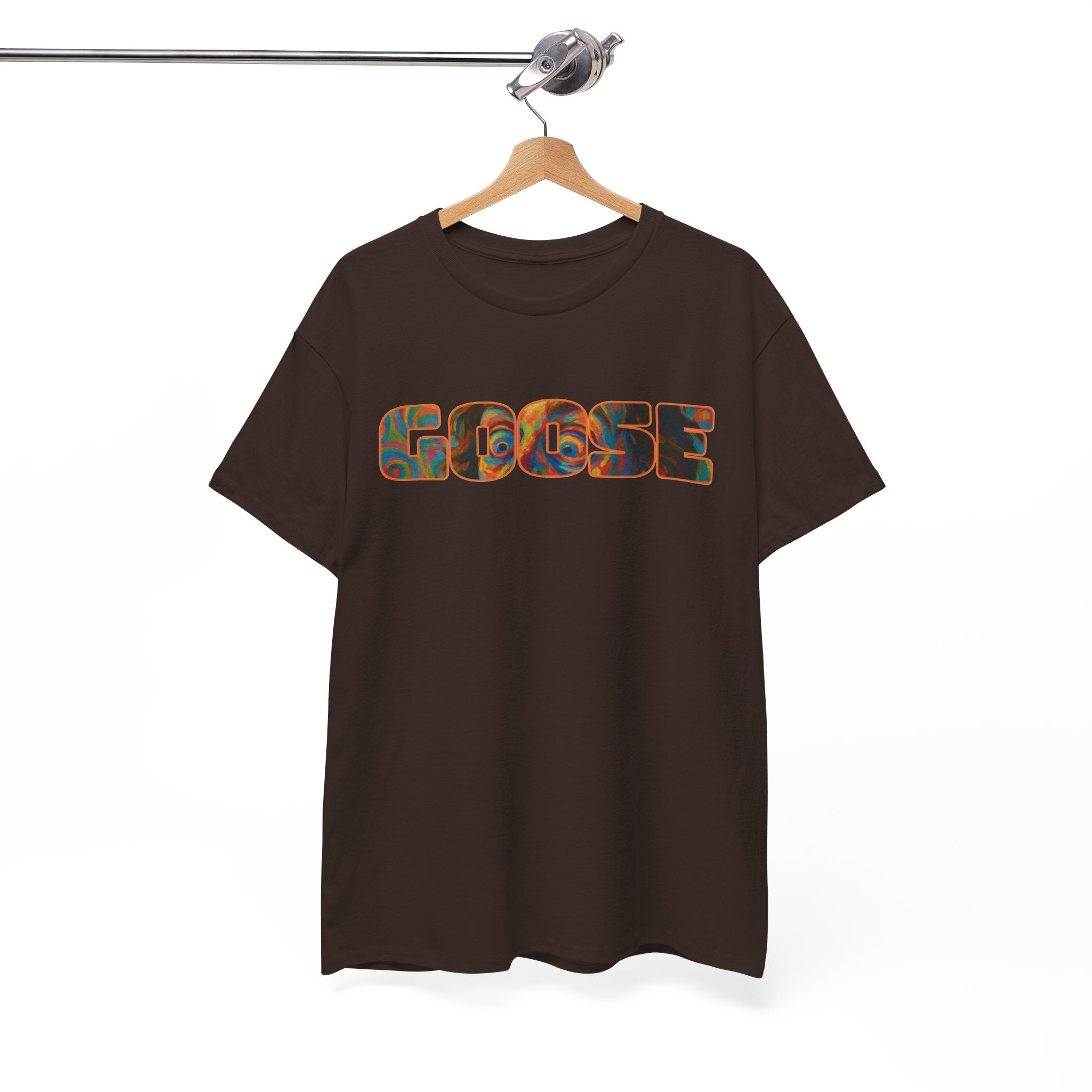 Goose Graphic Tee — Retro Camo Lettering Shirt