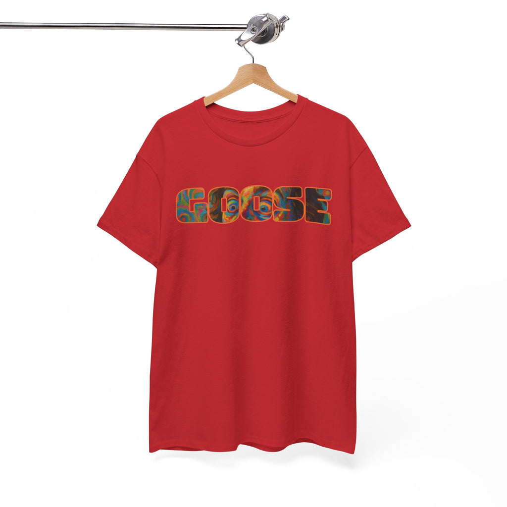 Goose Graphic Tee — Retro Camo Lettering Shirt