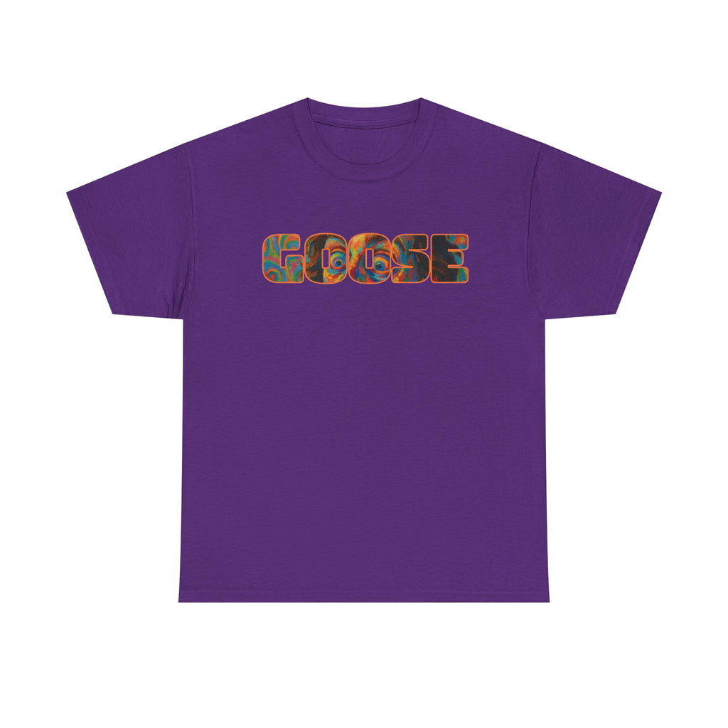 Goose Graphic Tee — Retro Camo Lettering Shirt