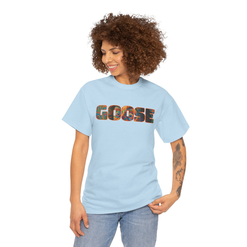 Goose Graphic Tee — Retro Camo Lettering Shirt