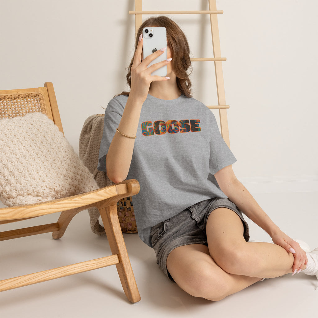 Goose Graphic Tee — Retro Camo Lettering Shirt