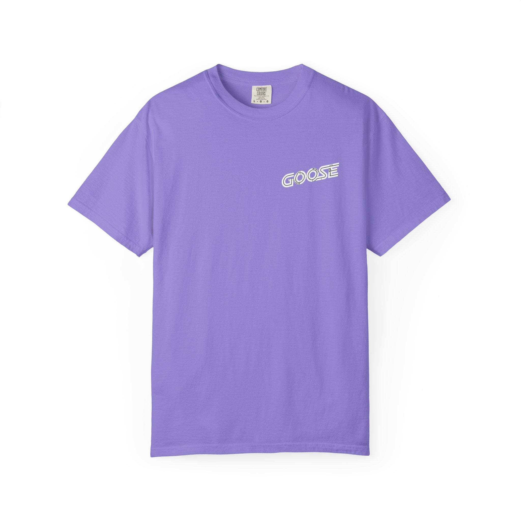 Big Modern Robot Graphic T-Shirt — "GOOSE" Chest Text, Retro Sci‑Fi Back Print
