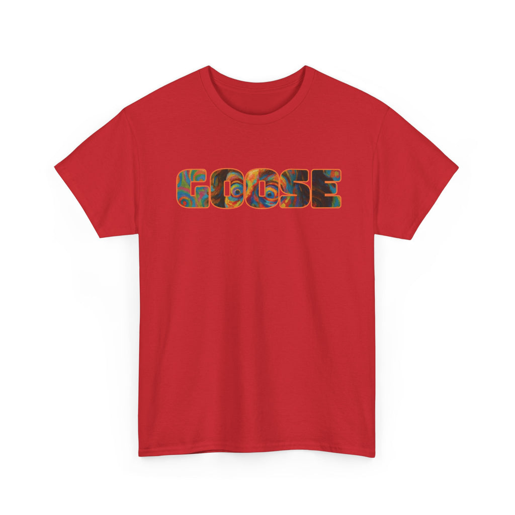 Goose Graphic Tee — Retro Camo Lettering Shirt