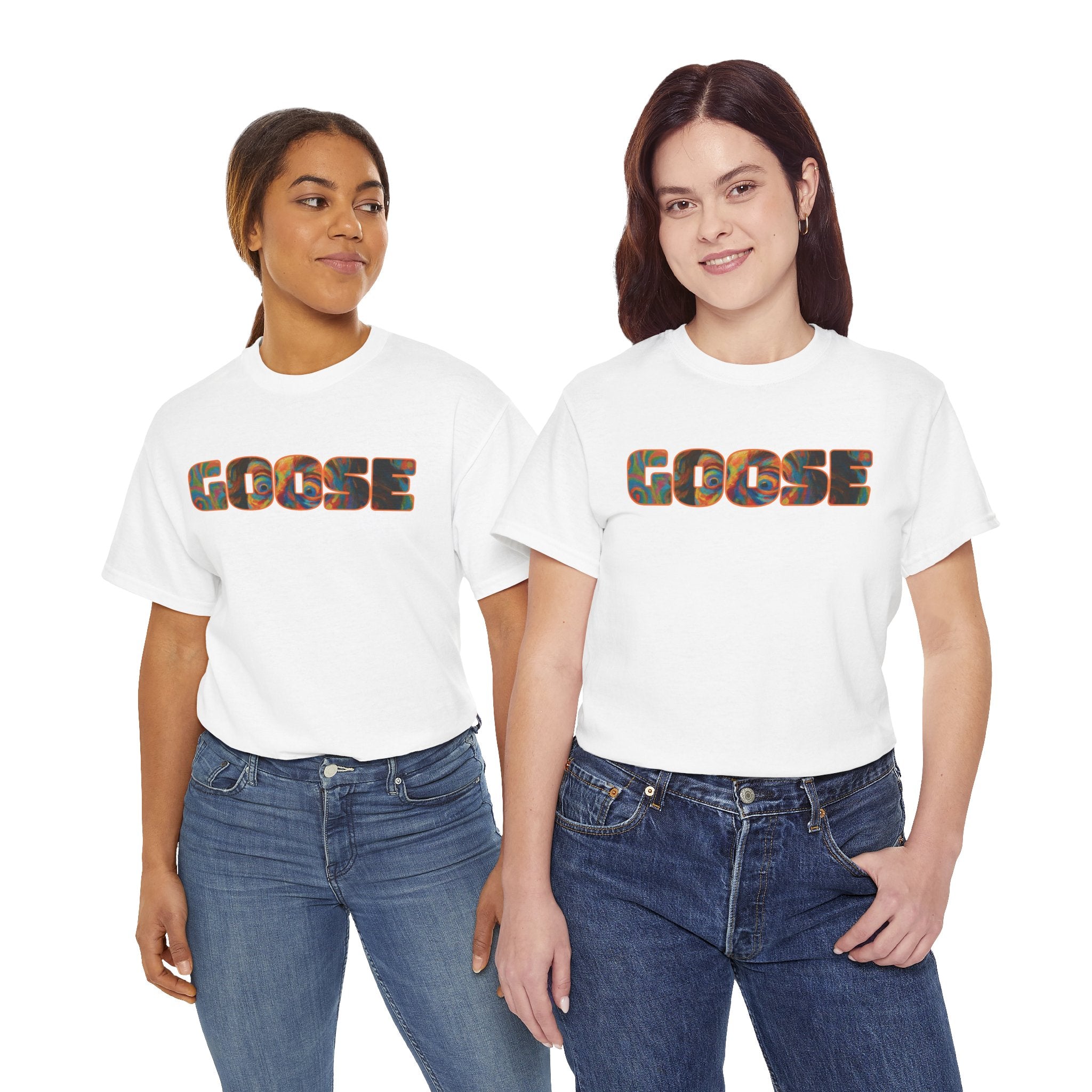 Goose Graphic Tee — Retro Camo Lettering Shirt