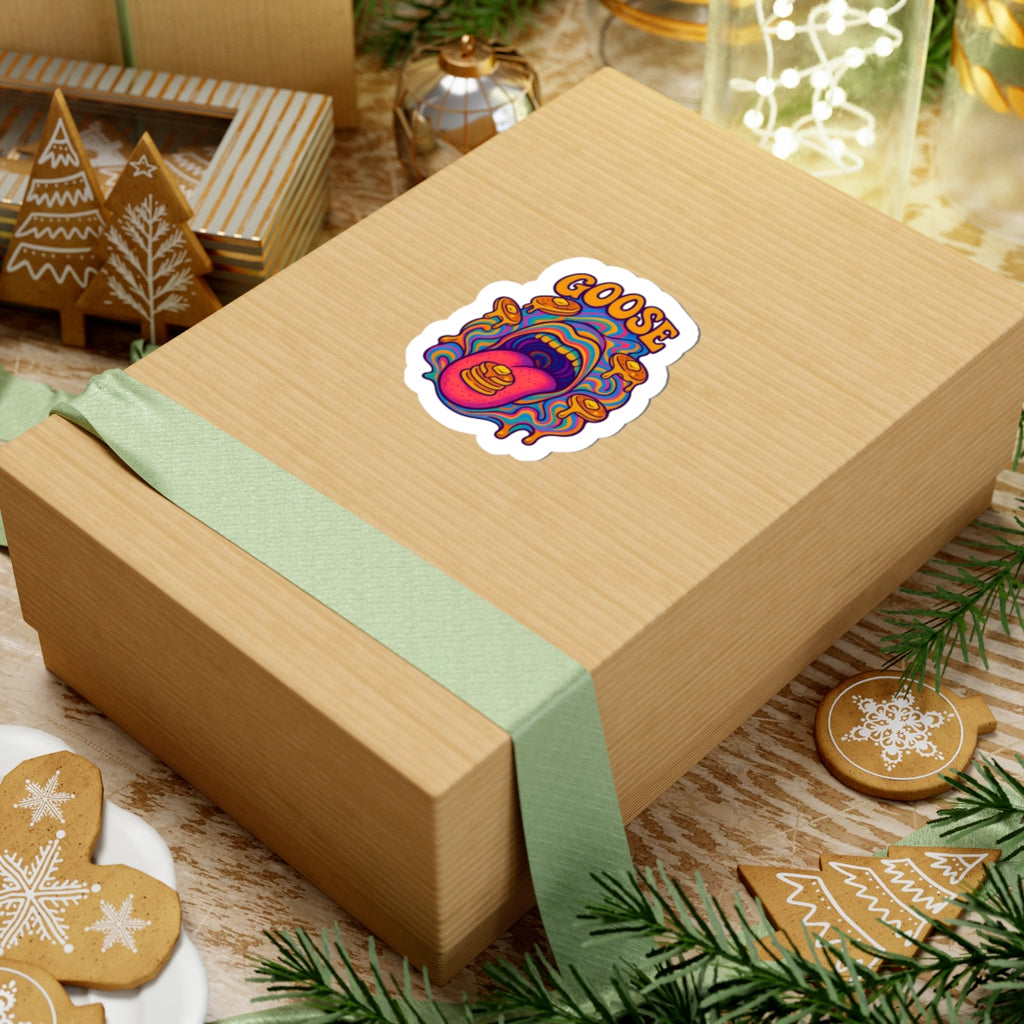 Goose Pancake Tongue Sticker — Psychedelic Colorful Kiss-Cut Vinyl Sticker