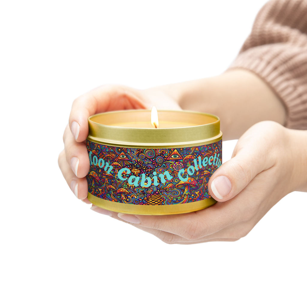 Moon Cabin Collection Tin Candle – Psychedelic Mushroom Scented Tin