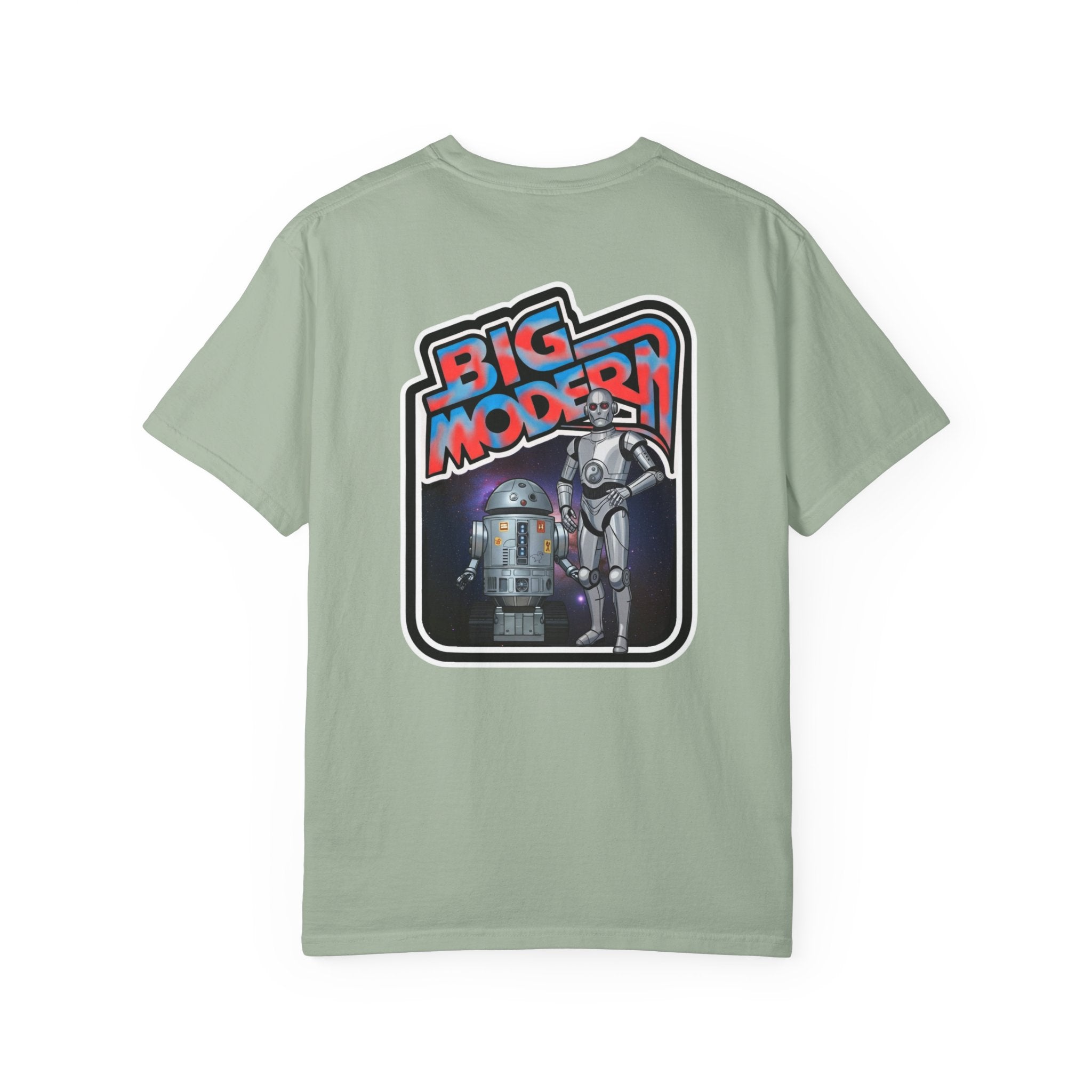 Big Modern Robot Graphic T-Shirt — "GOOSE" Chest Text, Retro Sci‑Fi Back Print