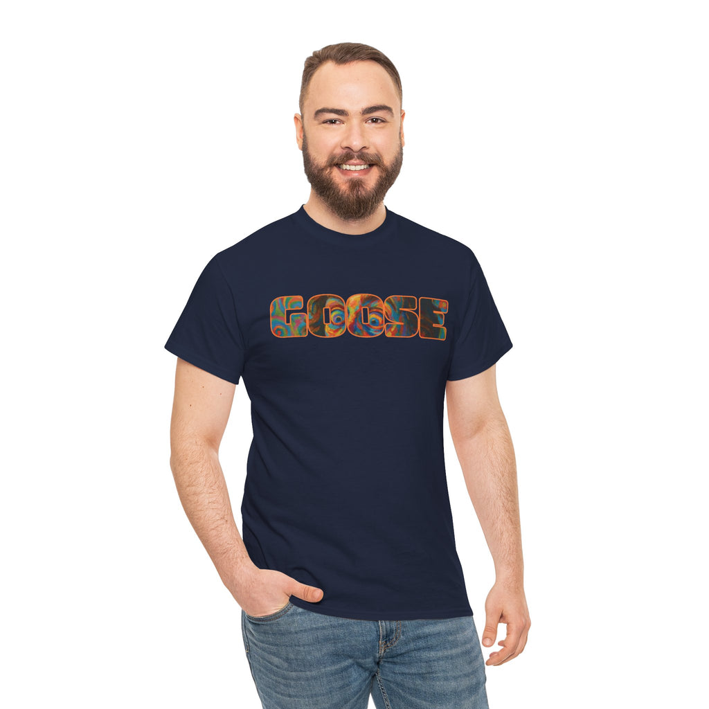Goose Graphic Tee — Retro Camo Lettering Shirt