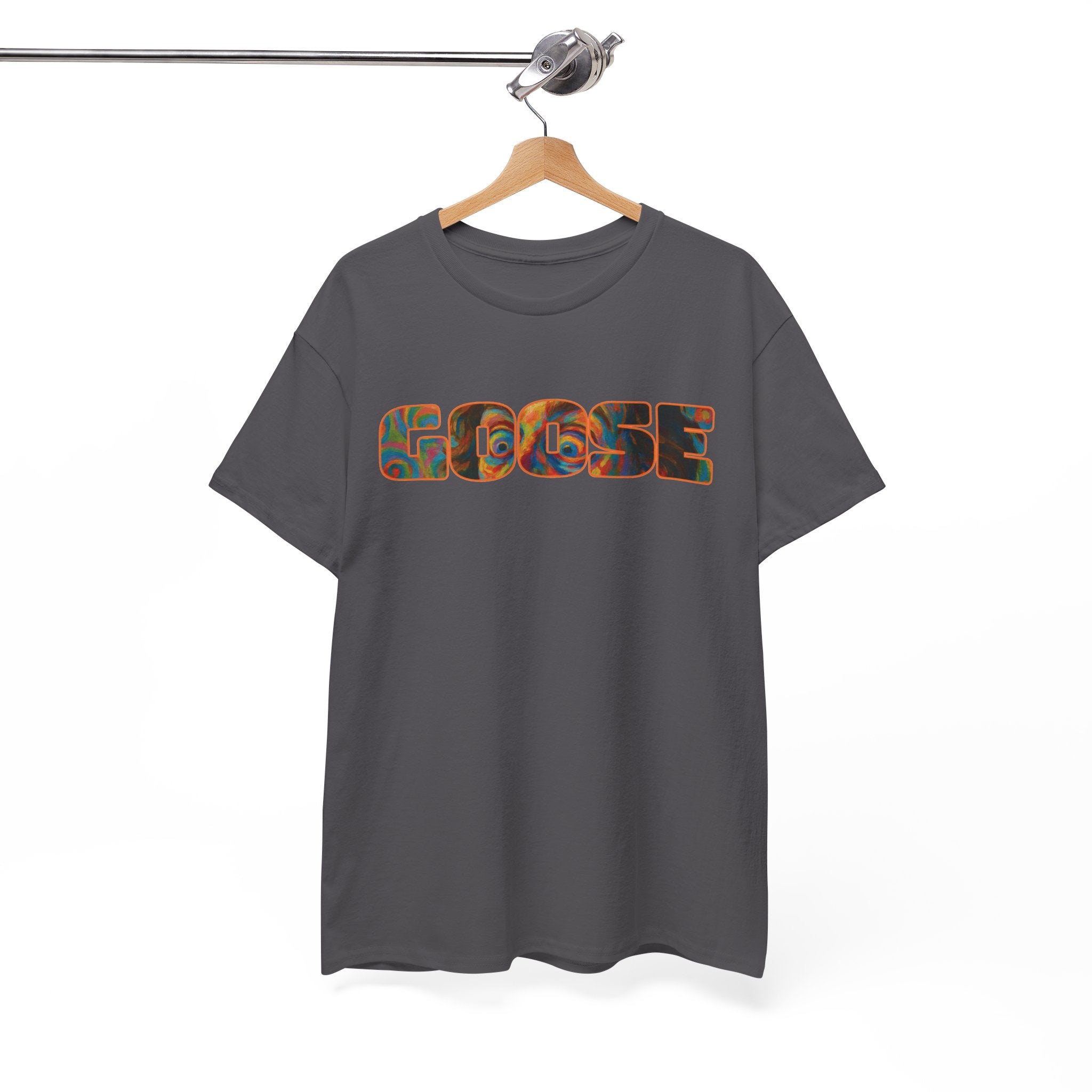 Goose Graphic Tee — Retro Camo Lettering Shirt