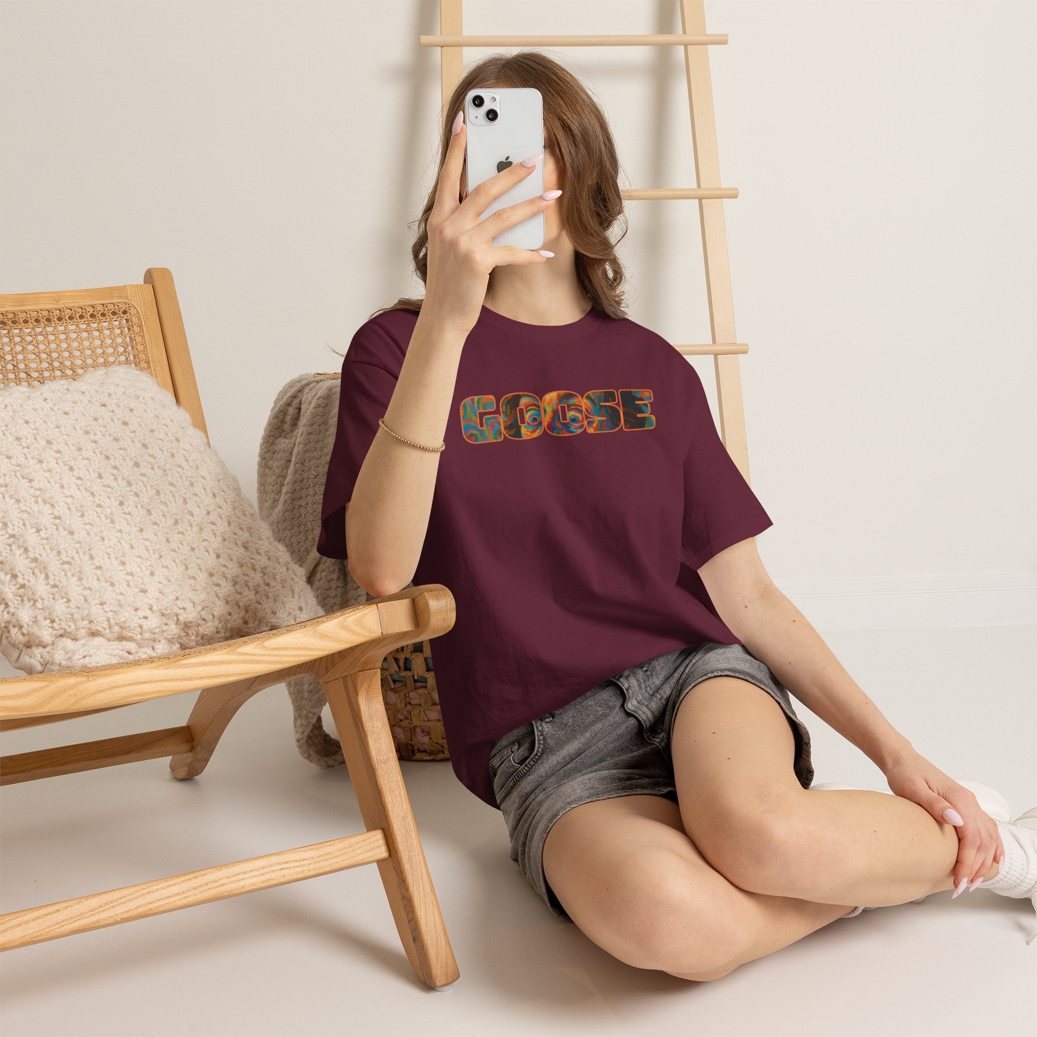 Goose Graphic Tee — Retro Camo Lettering Shirt