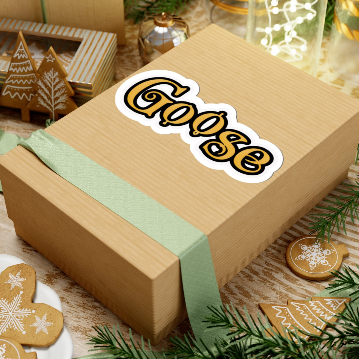 Goose the Band - script logo Kiss-Cut Stickers | yellow black outline laptop decal