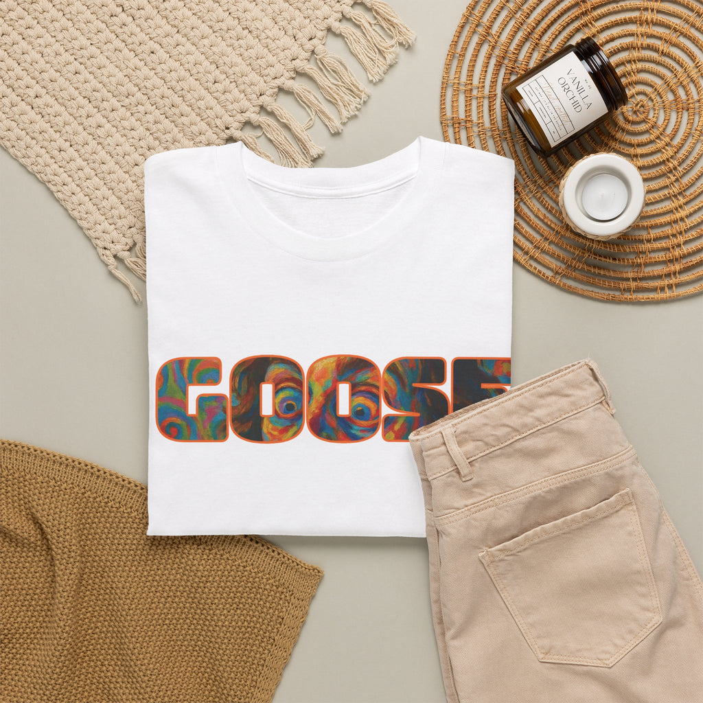 Goose Graphic Tee — Retro Camo Lettering Shirt