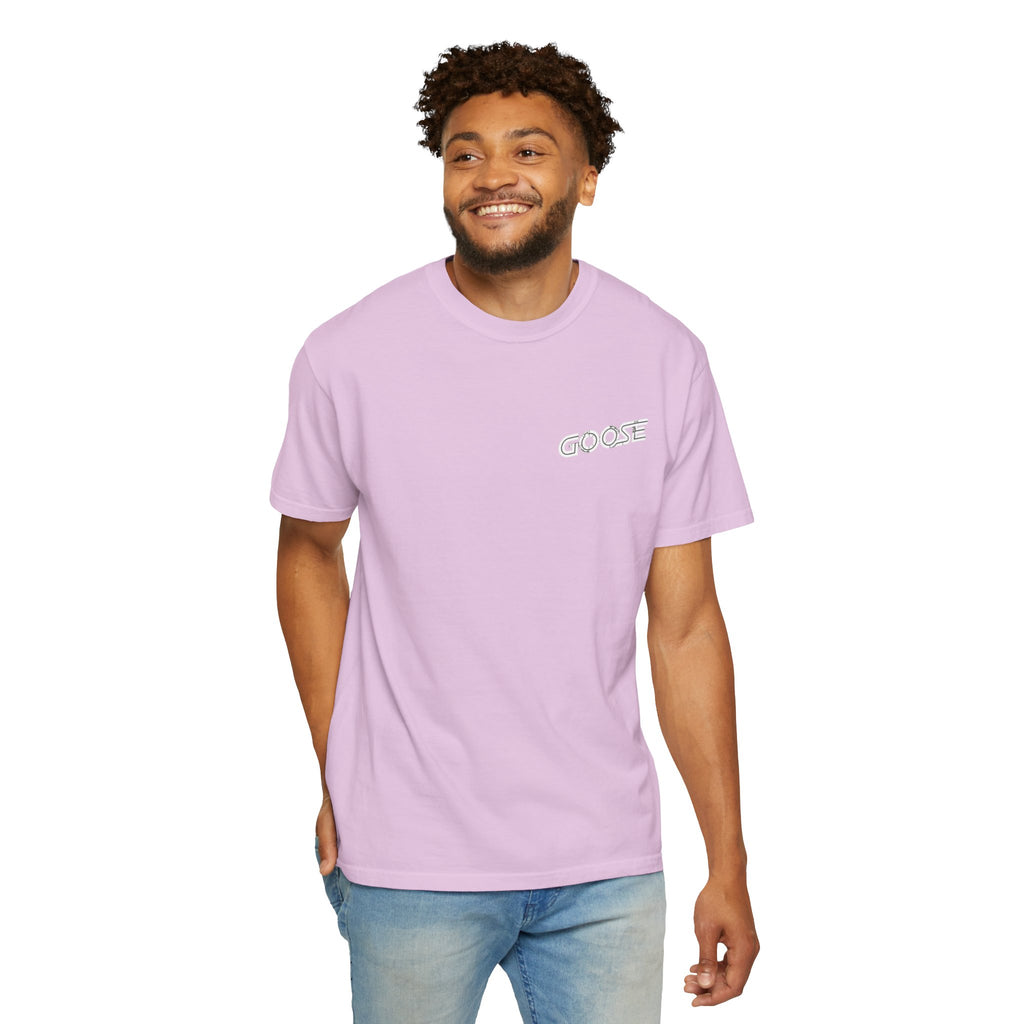 Big Modern Robot Graphic T-Shirt — "GOOSE" Chest Text, Retro Sci‑Fi Back Print