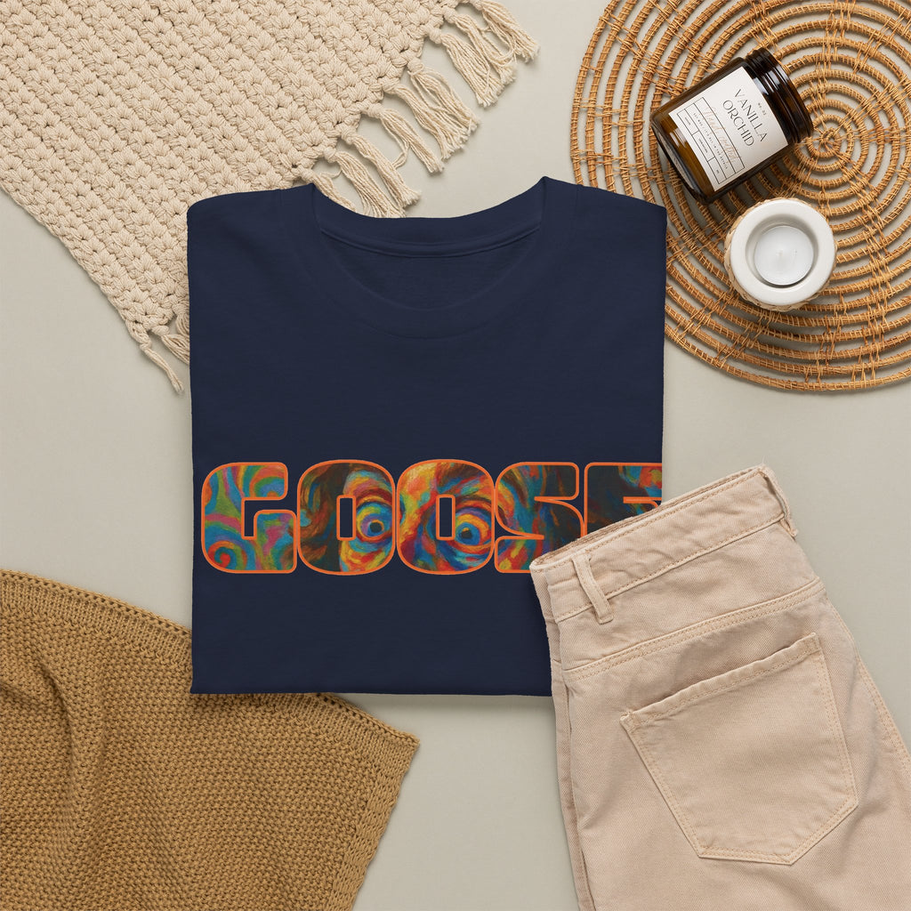 Goose Graphic Tee — Retro Camo Lettering Shirt