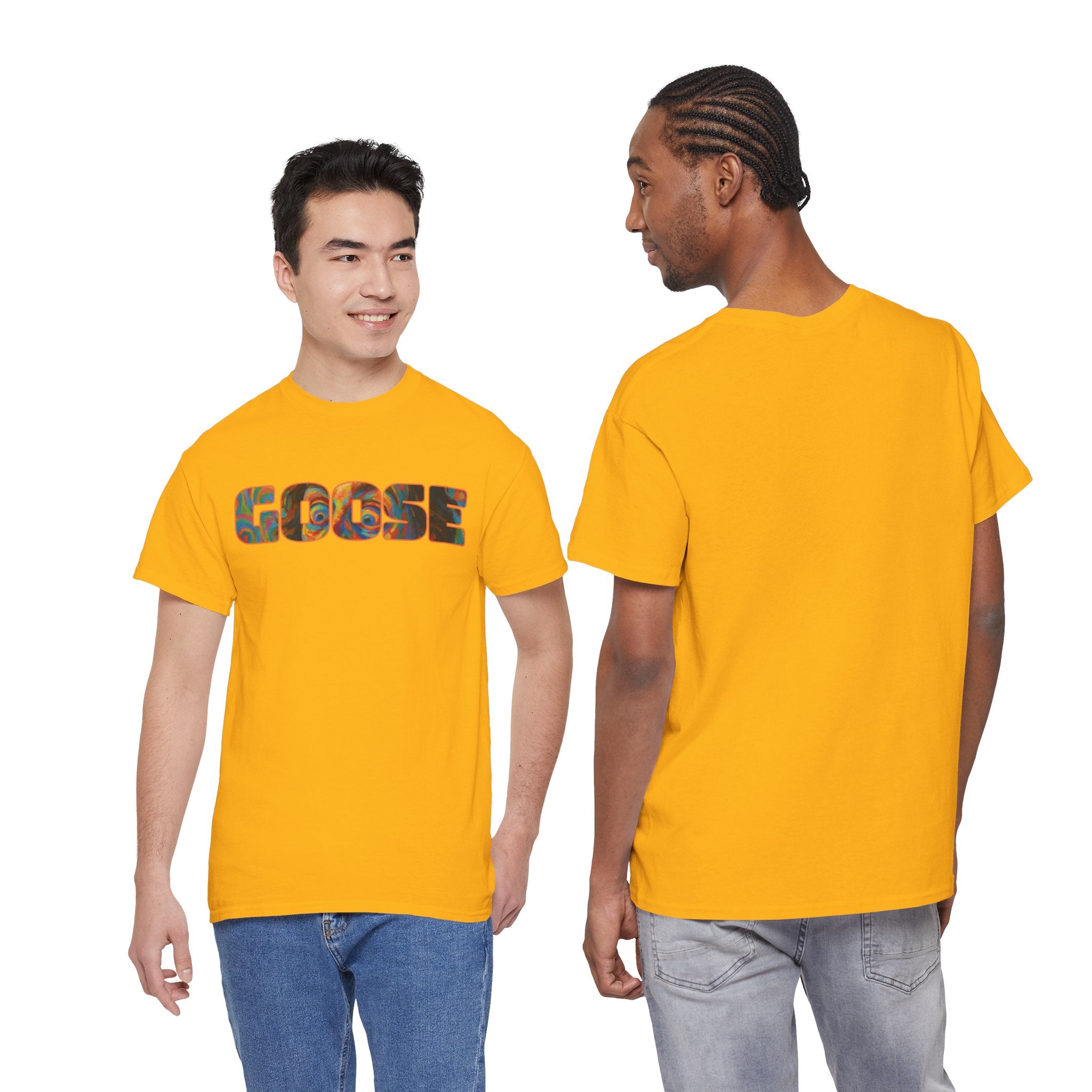 Goose Graphic Tee — Retro Camo Lettering Shirt