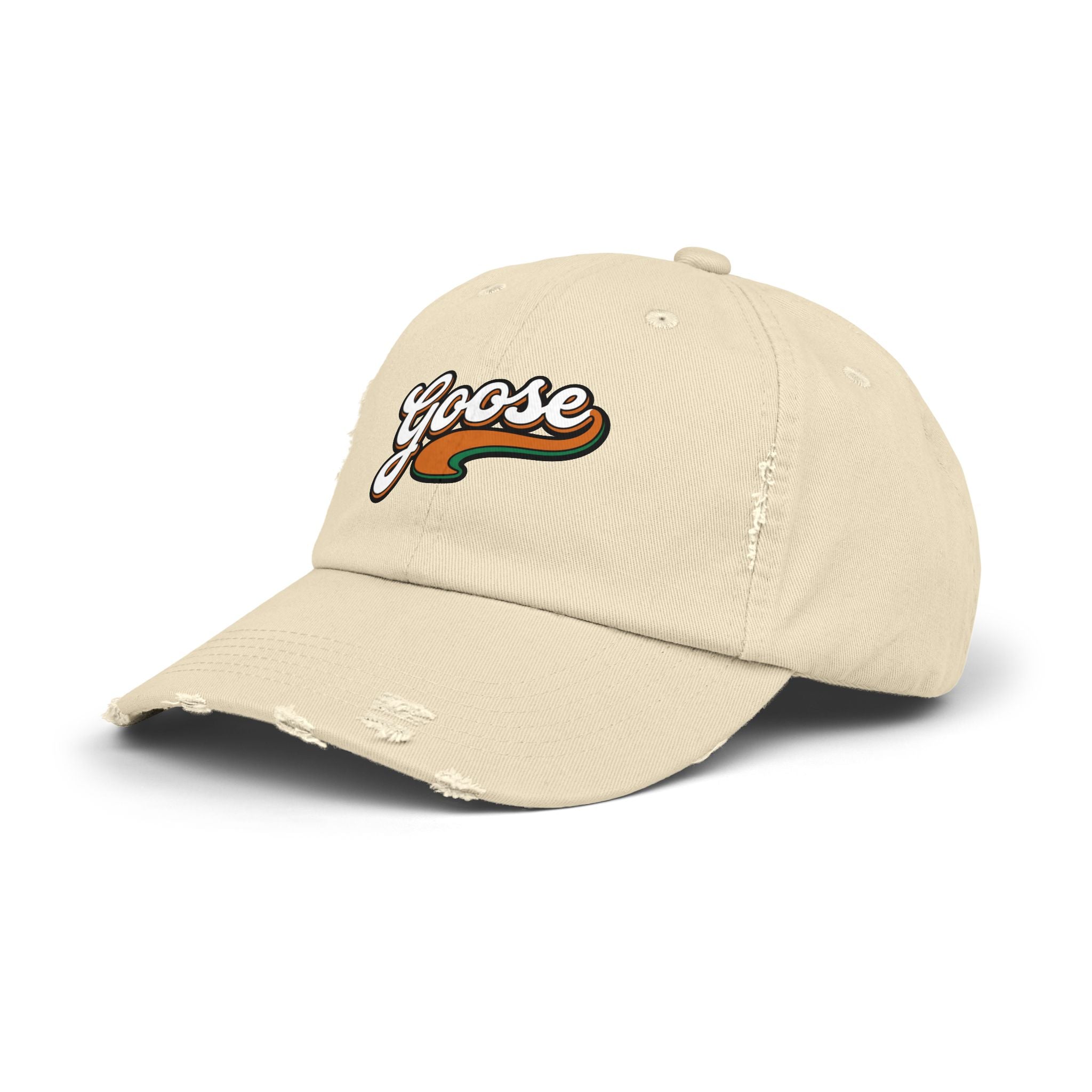 Goose Vintage Script Cap — Distressed Baseball Hat