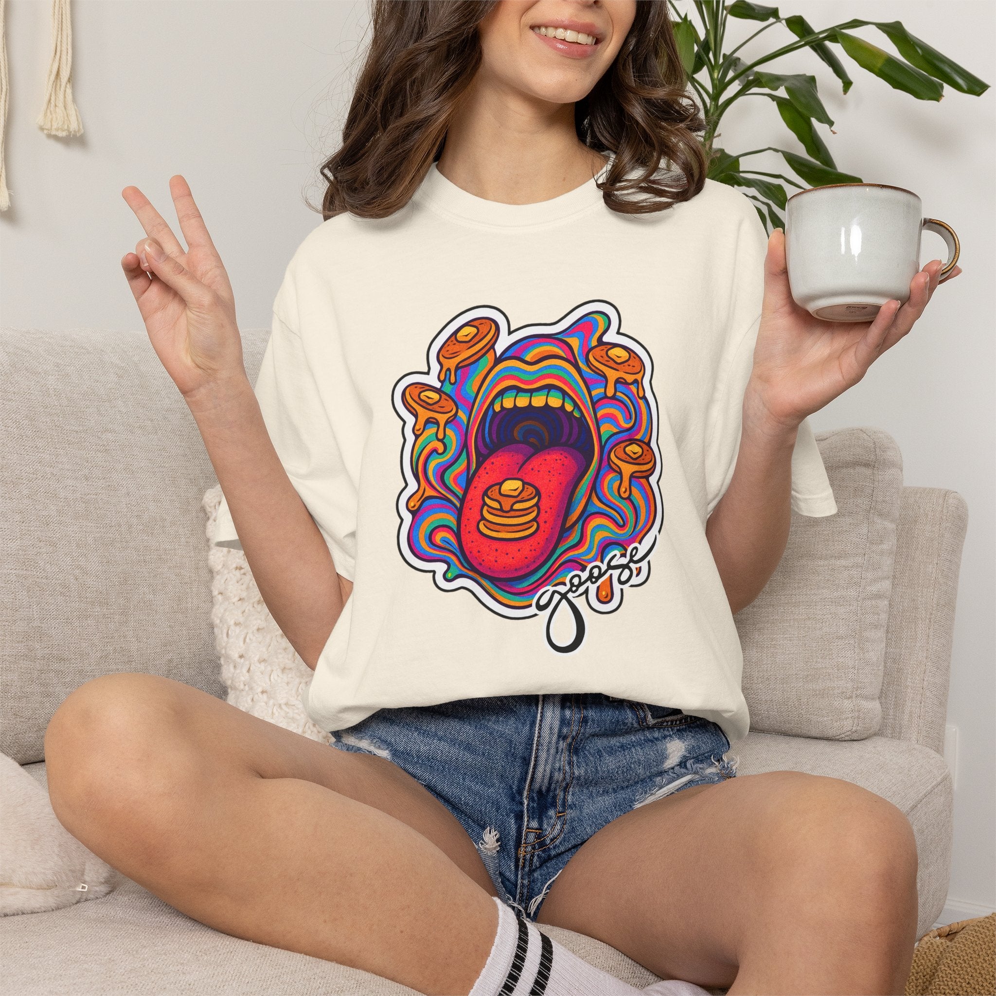 Pancake Mouth T-Shirt — Retro Psychedelic Breakfast Graphic Tee