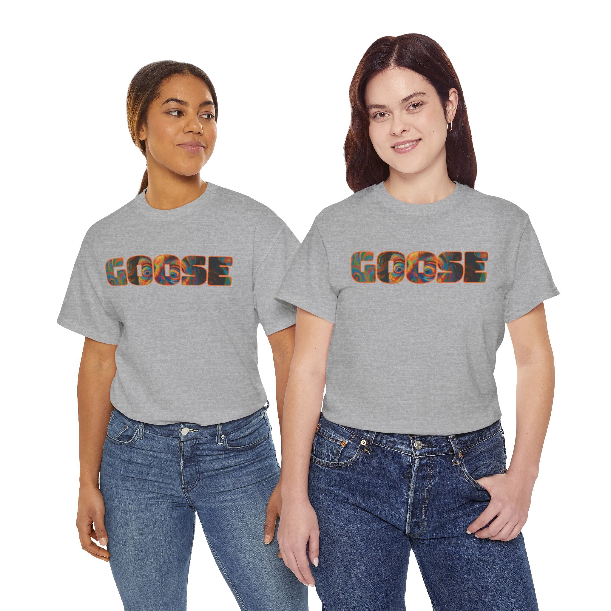 Goose Graphic Tee — Retro Camo Lettering Shirt