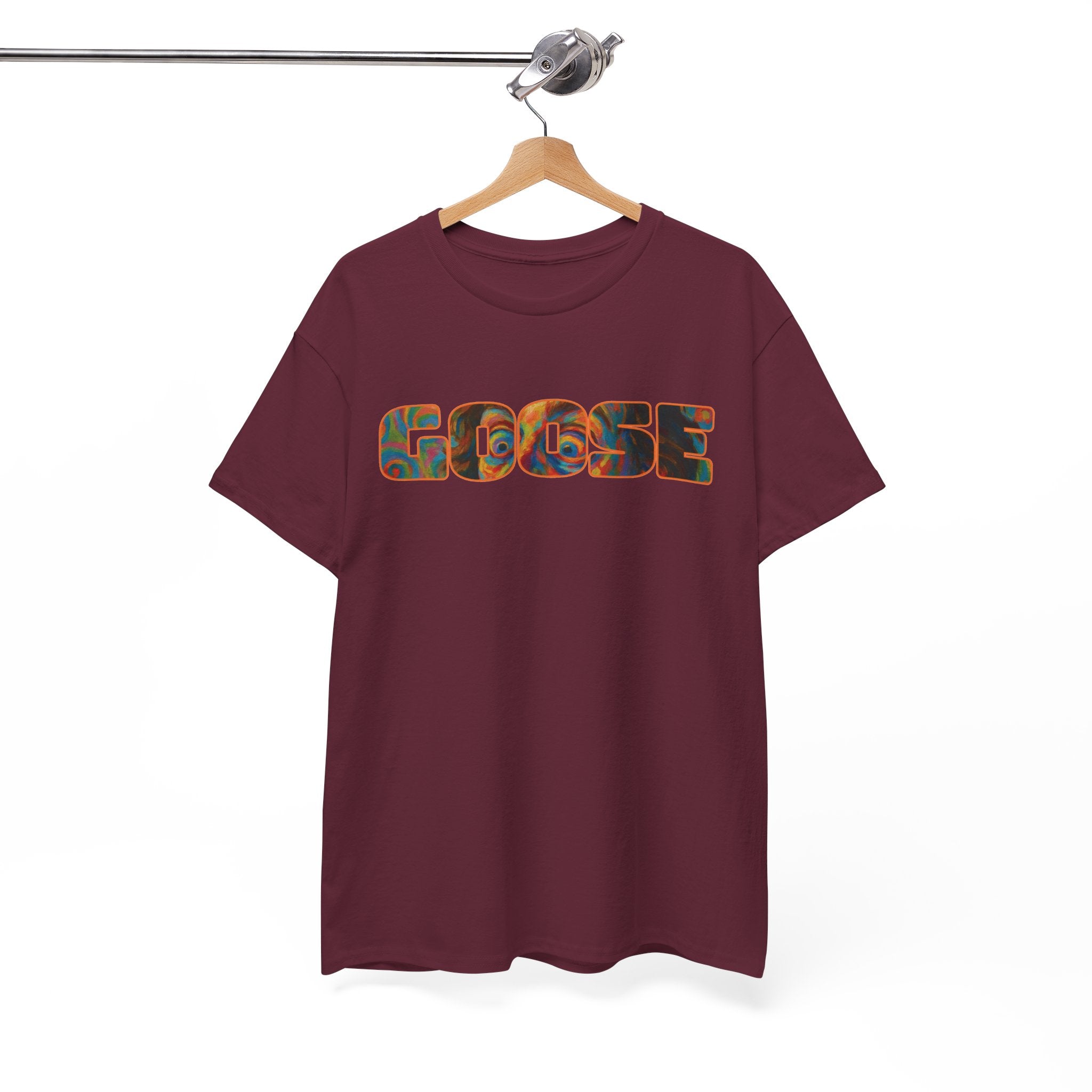 Goose Graphic Tee — Retro Camo Lettering Shirt