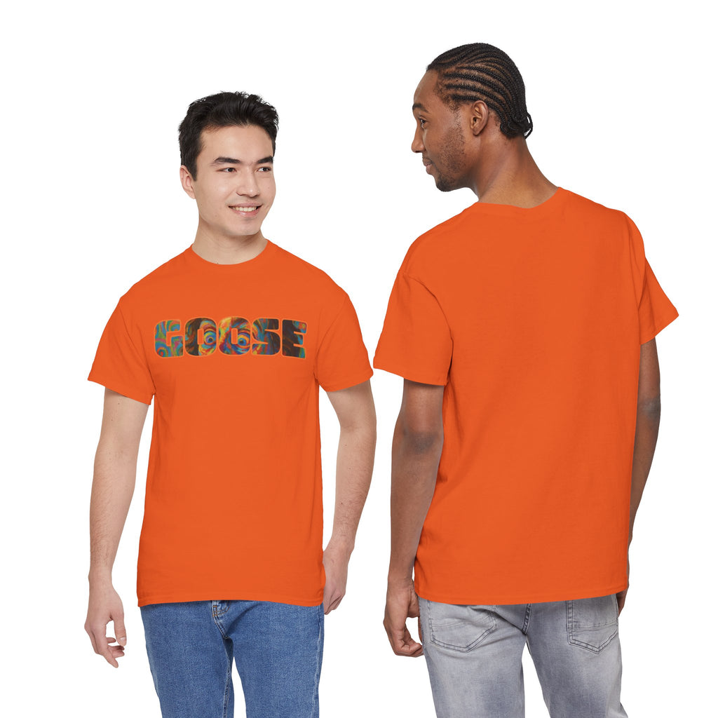 Goose Graphic Tee — Retro Camo Lettering Shirt