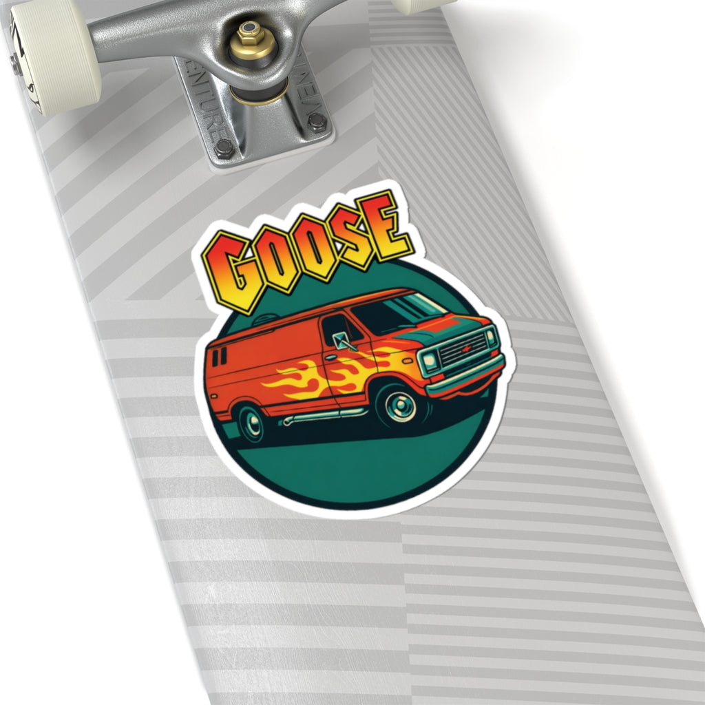 Goose Flame Van Sticker — Retro Kiss-Cut Vinyl Decal