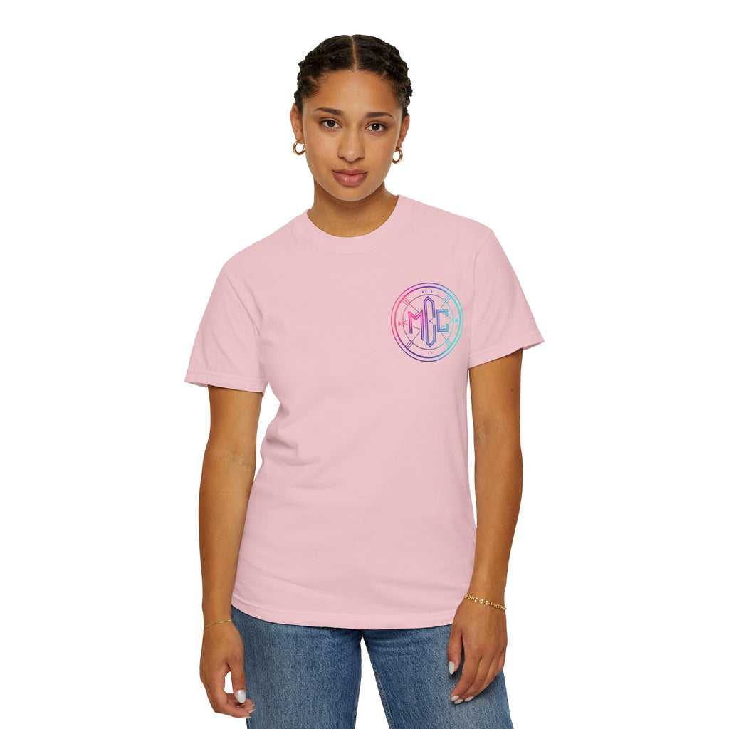 Moonlit Cabin Campfire crest T-shirt | Cabin Forest Nightscape
