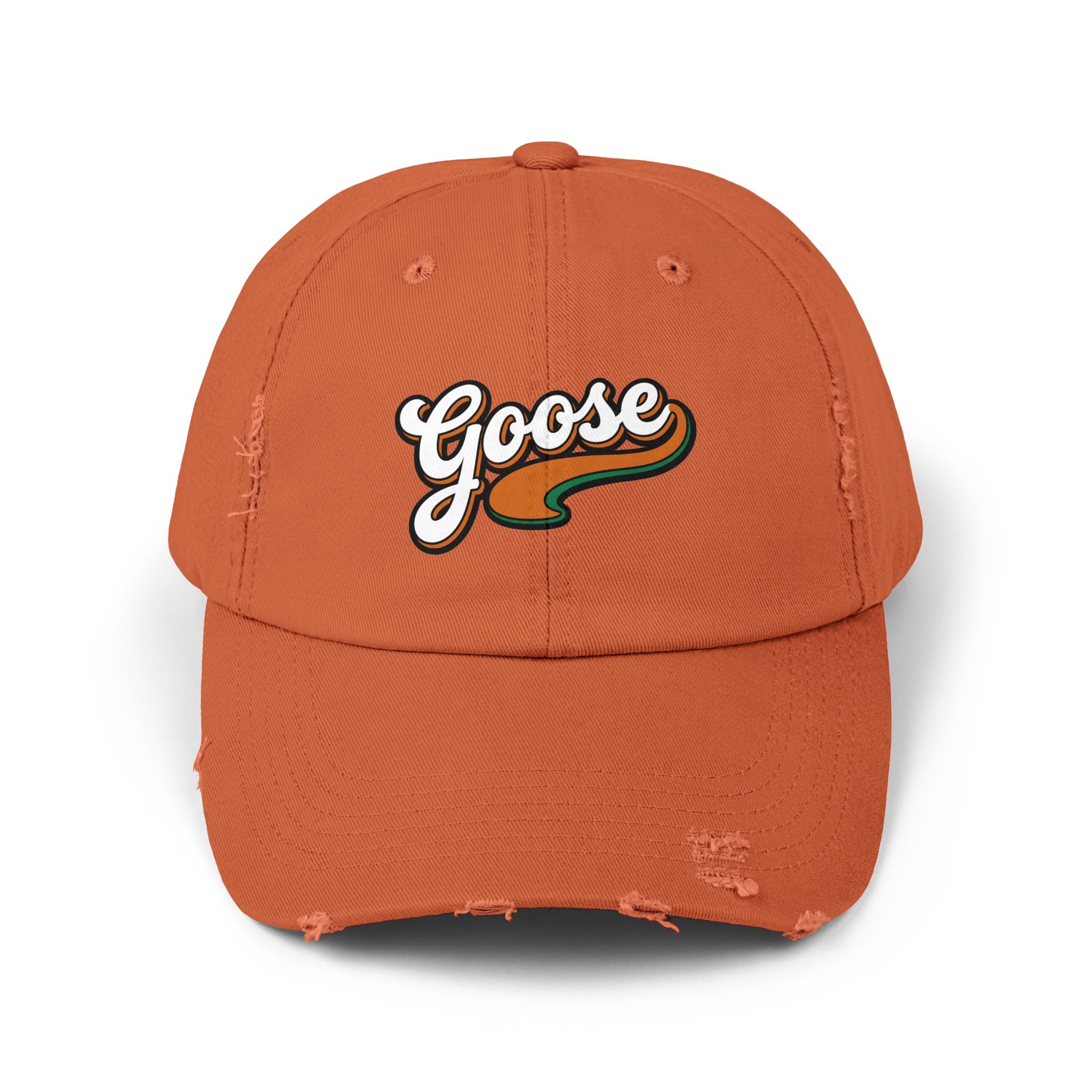 Goose Vintage Script Cap — Distressed Baseball Hat