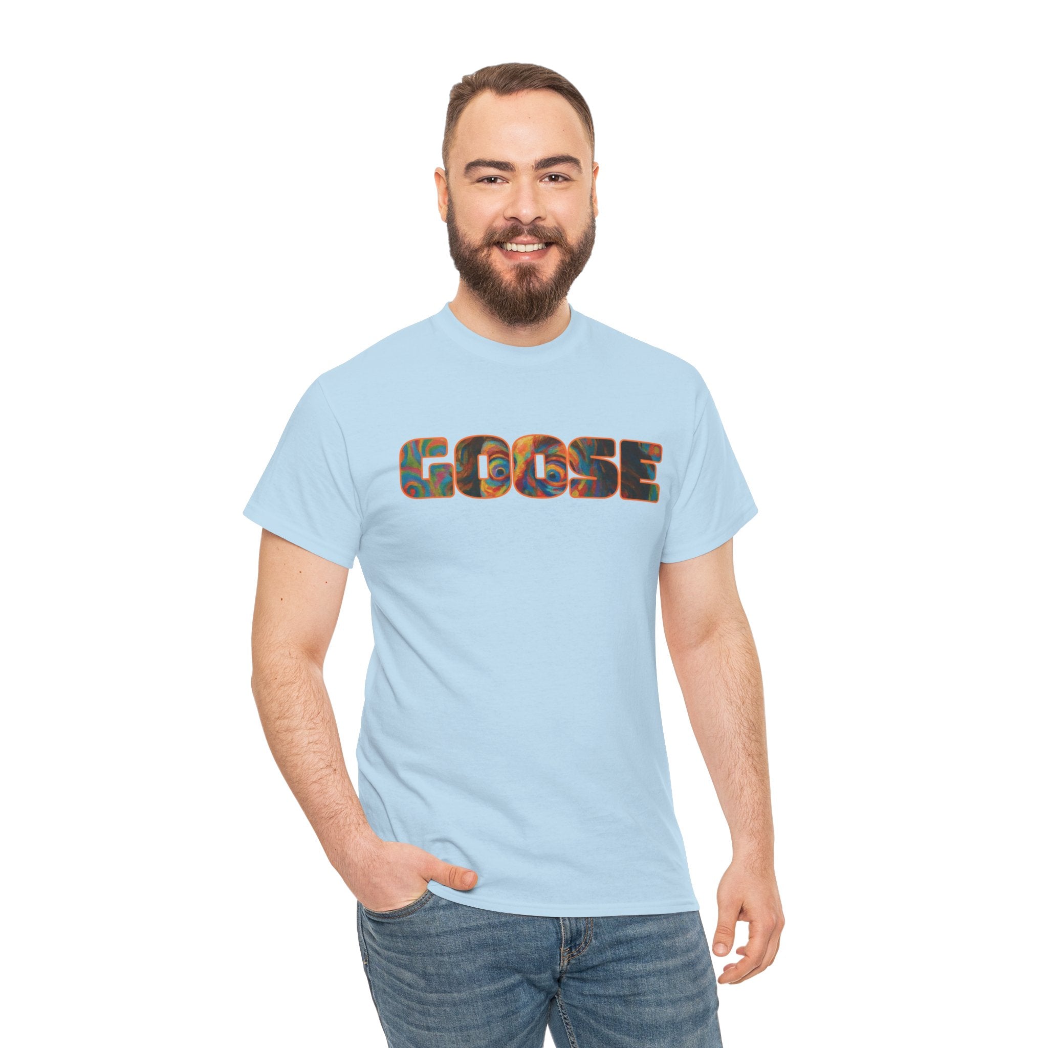 Goose Graphic Tee — Retro Camo Lettering Shirt