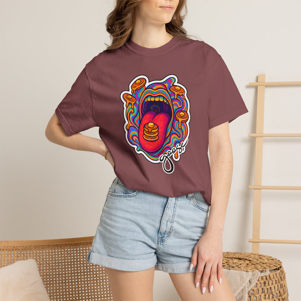 Pancake Mouth T-Shirt — Retro Psychedelic Breakfast Graphic Tee