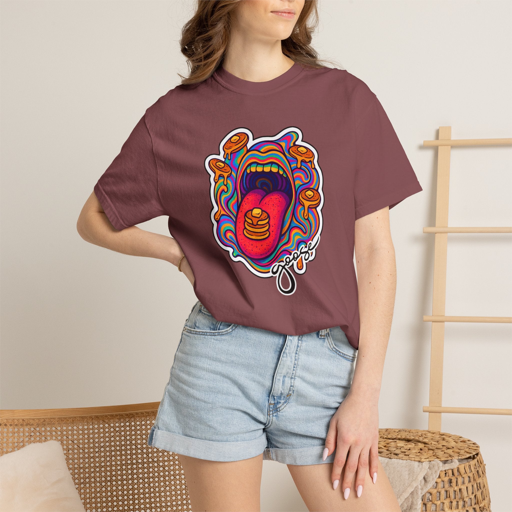 Pancake Mouth T-Shirt — Retro Psychedelic Breakfast Graphic Tee