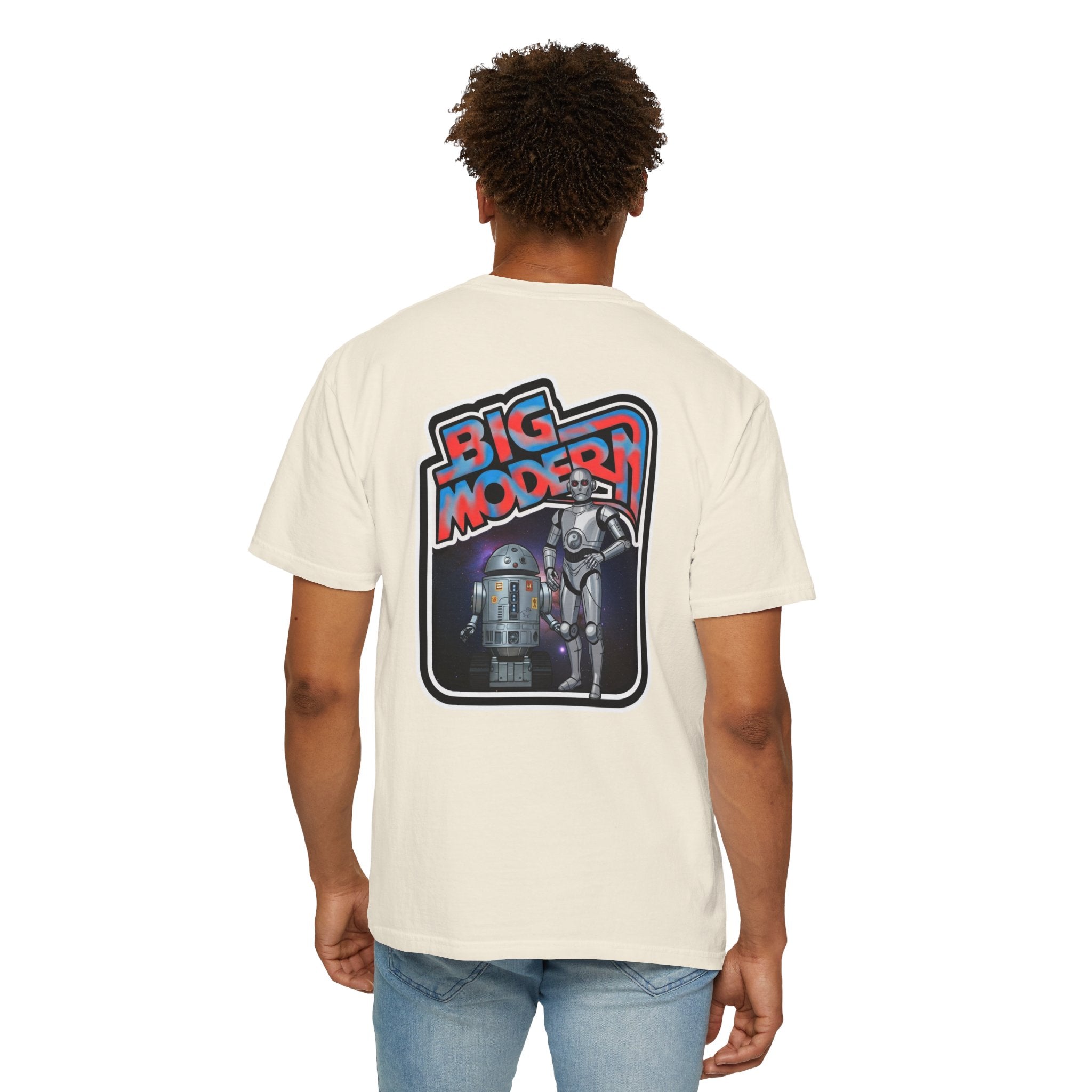 Big Modern Robot Graphic T-Shirt — "GOOSE" Chest Text, Retro Sci‑Fi Back Print
