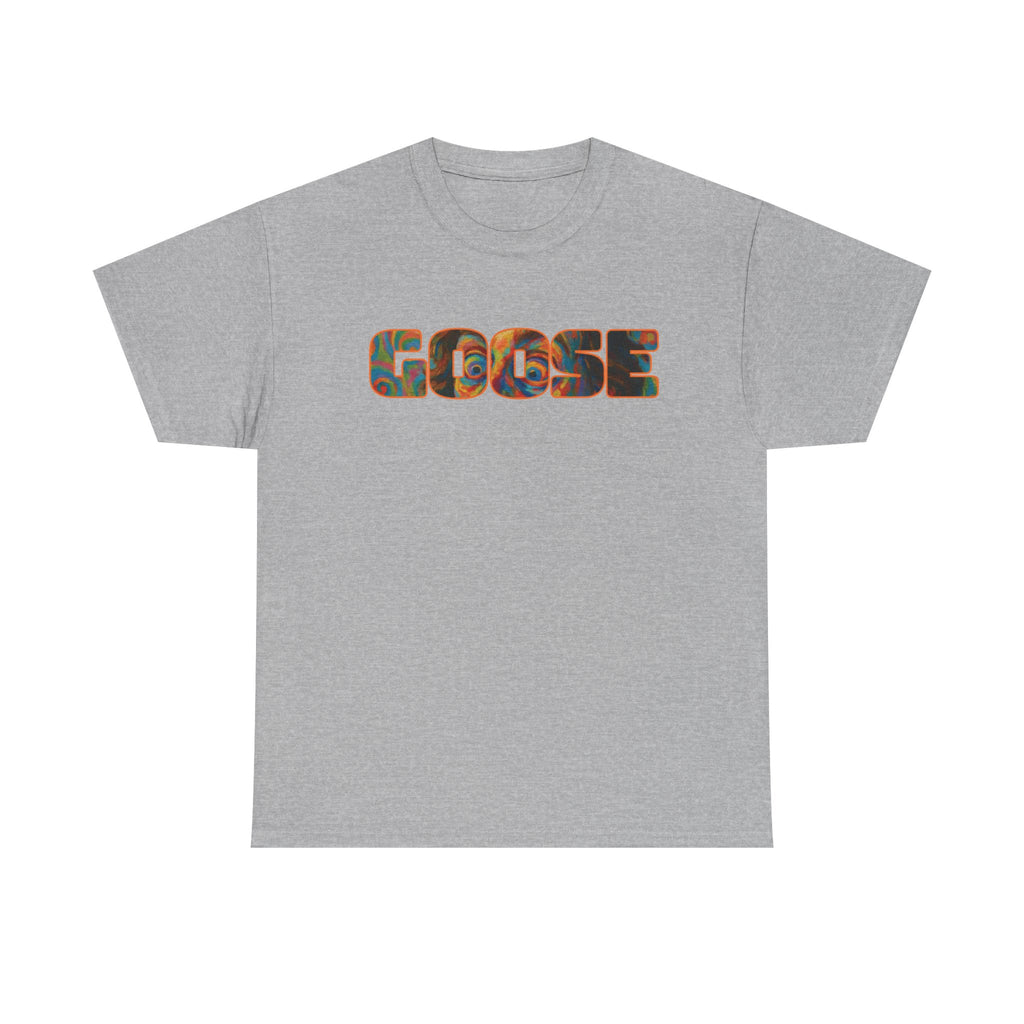 Goose Graphic Tee — Retro Camo Lettering Shirt