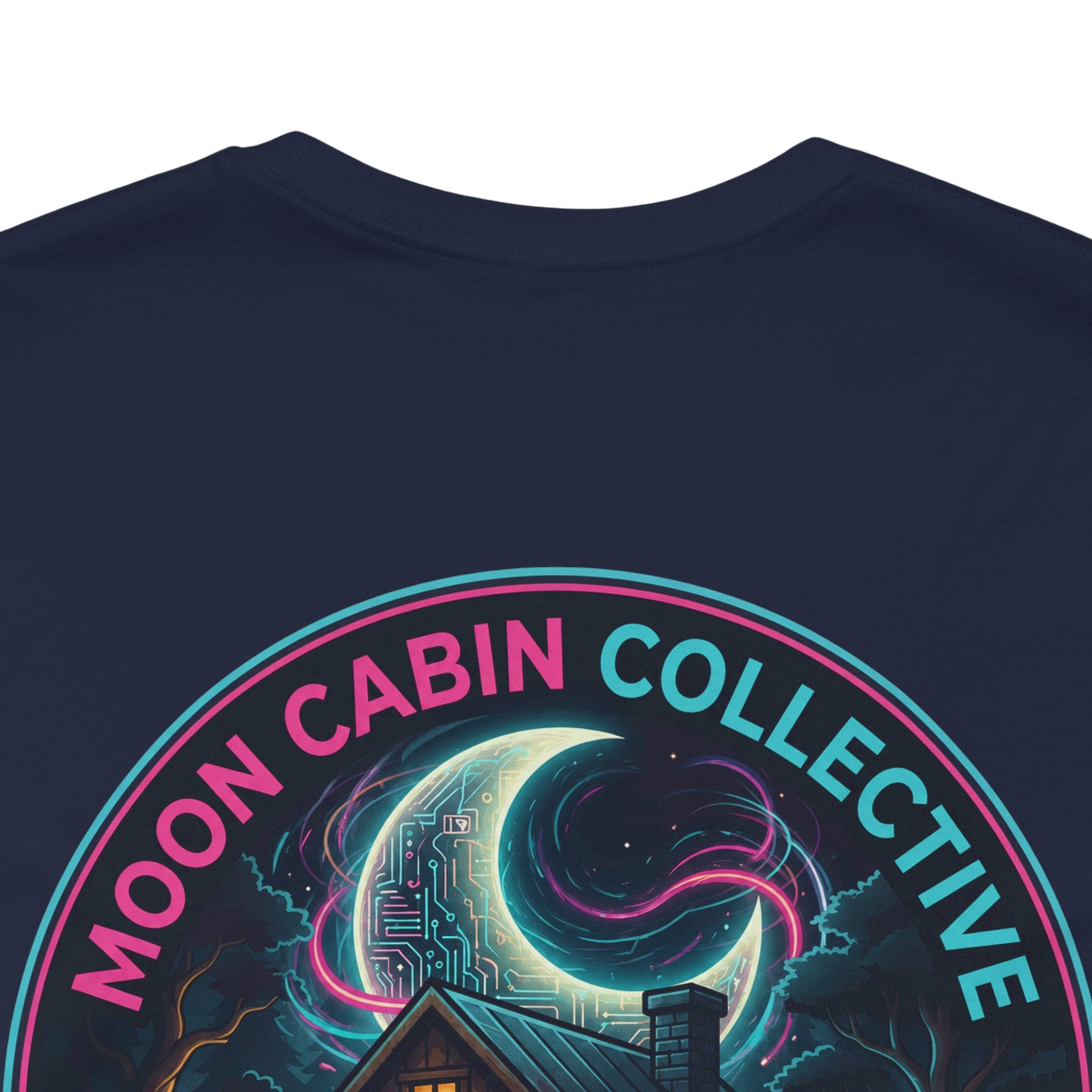 Moon Cabin Collective T-Shirt — Moonlit Cabin Graphic Tee ("Rooted in Nature • Driven by Sound")