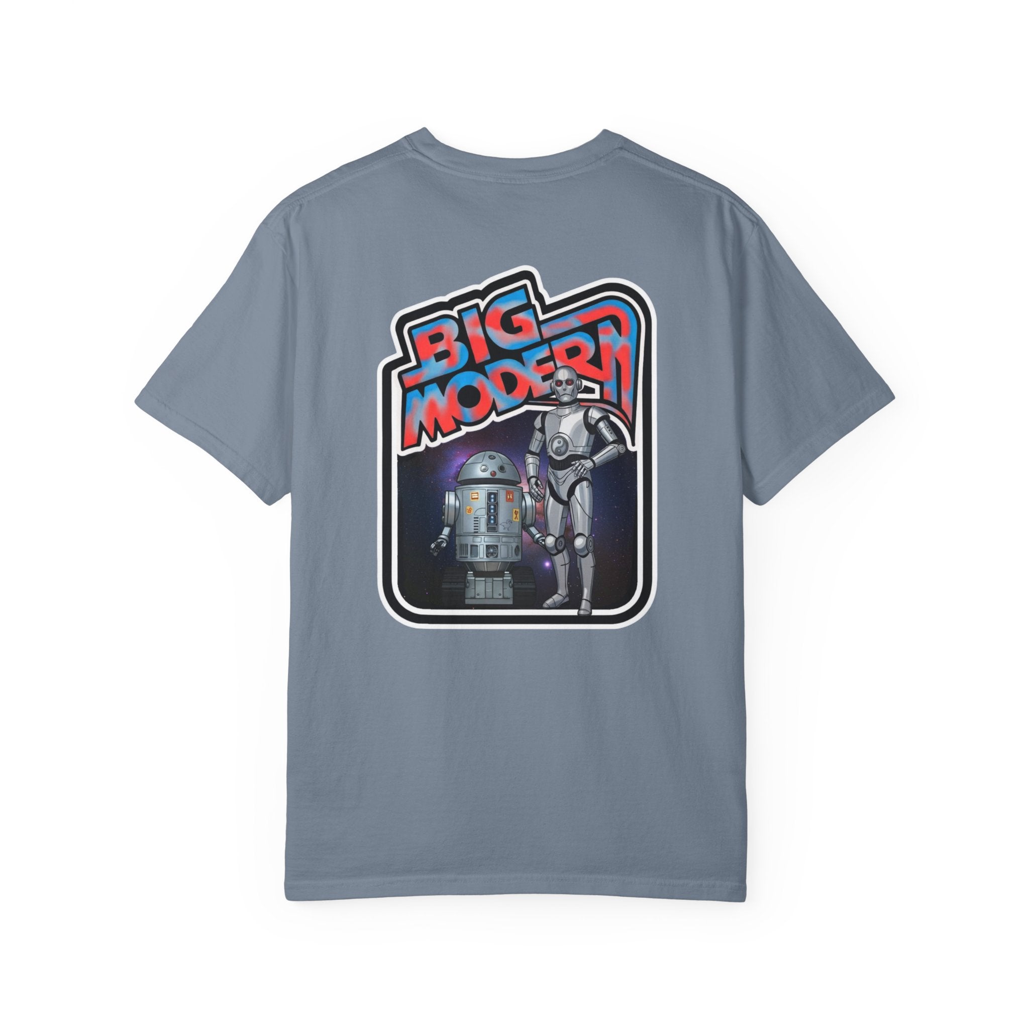 Big Modern Robot Graphic T-Shirt — "GOOSE" Chest Text, Retro Sci‑Fi Back Print