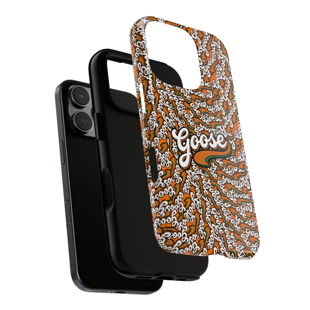 Goose Pattern Phone Case — Retro Script Graphic Protective Cover